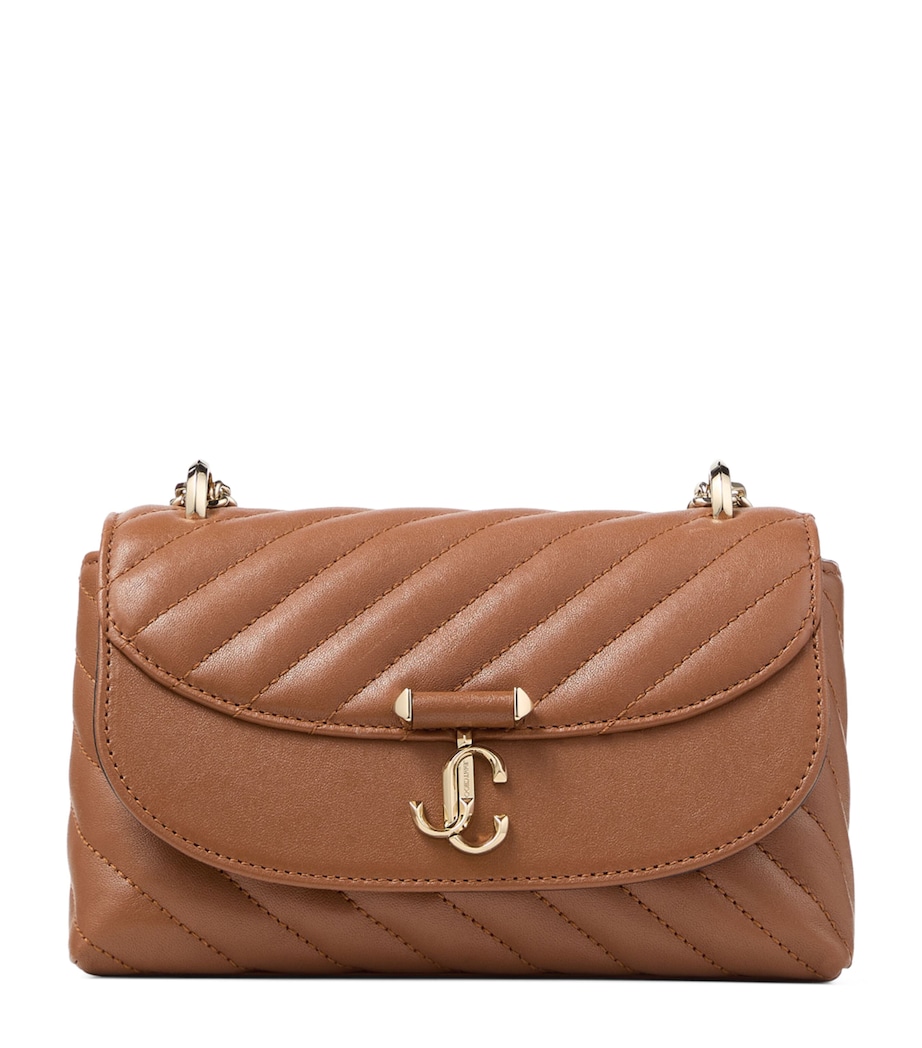 Jimmy Choo Curve Small Biker Leather Quilted Cross-Body Bag Tan/shiny Gold Image 1