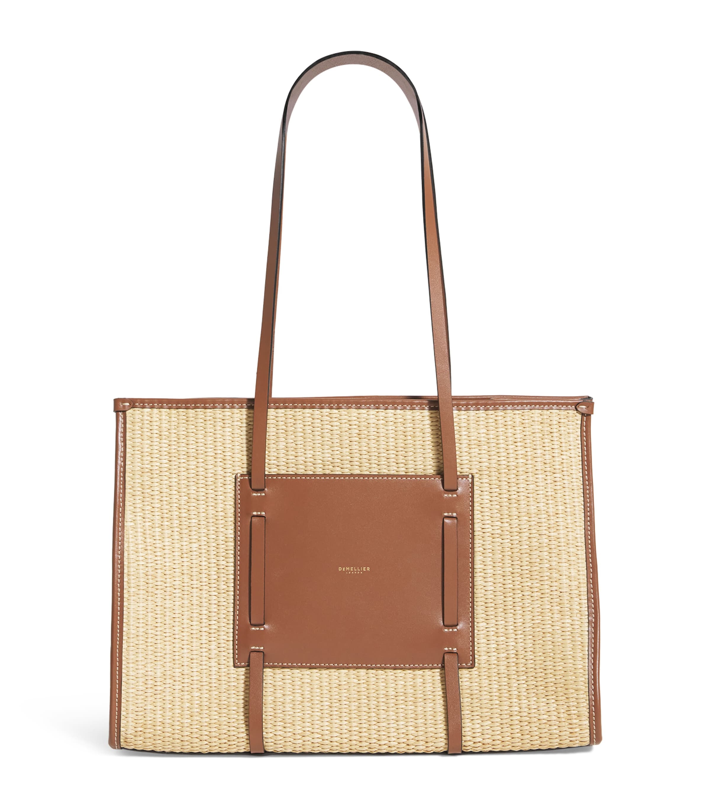 Demellier Raffia-leather Capri Tote Bag In Neutral