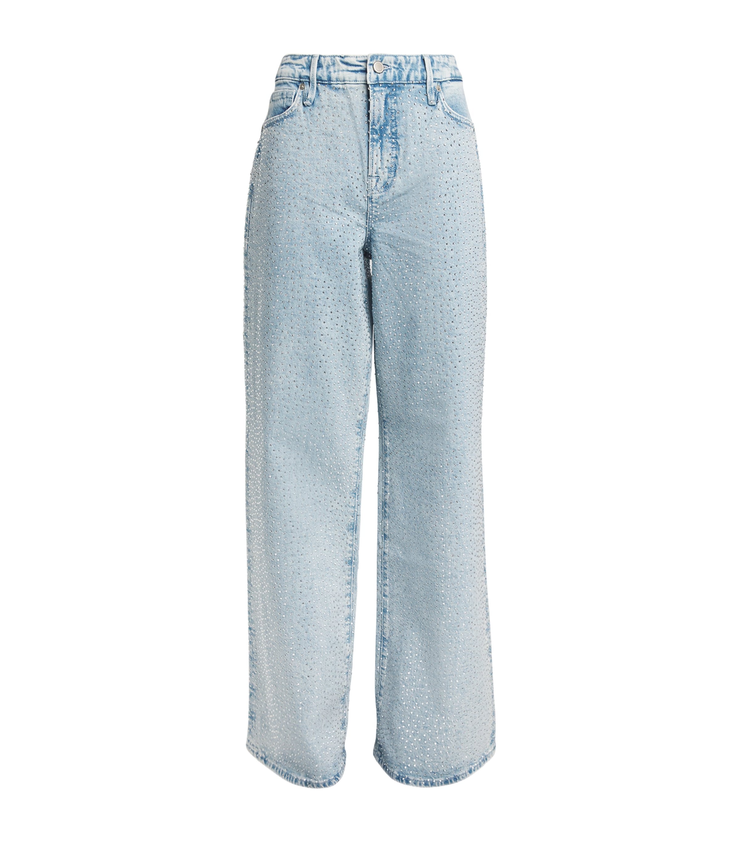 Good American Rhinestone Good Ease Relaxed Wide-leg Jeans In Blue