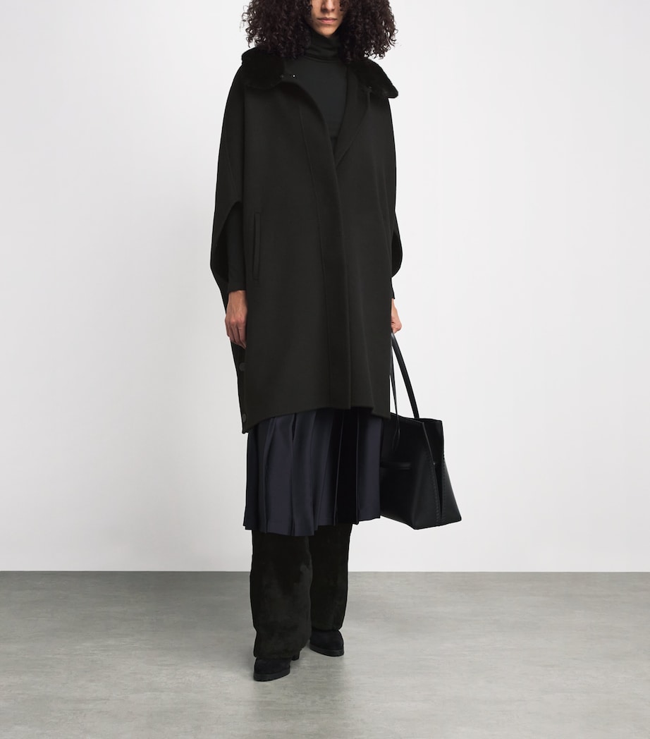 Wool-Cashmere Fox-Trim Cape Coat C99 Image 2