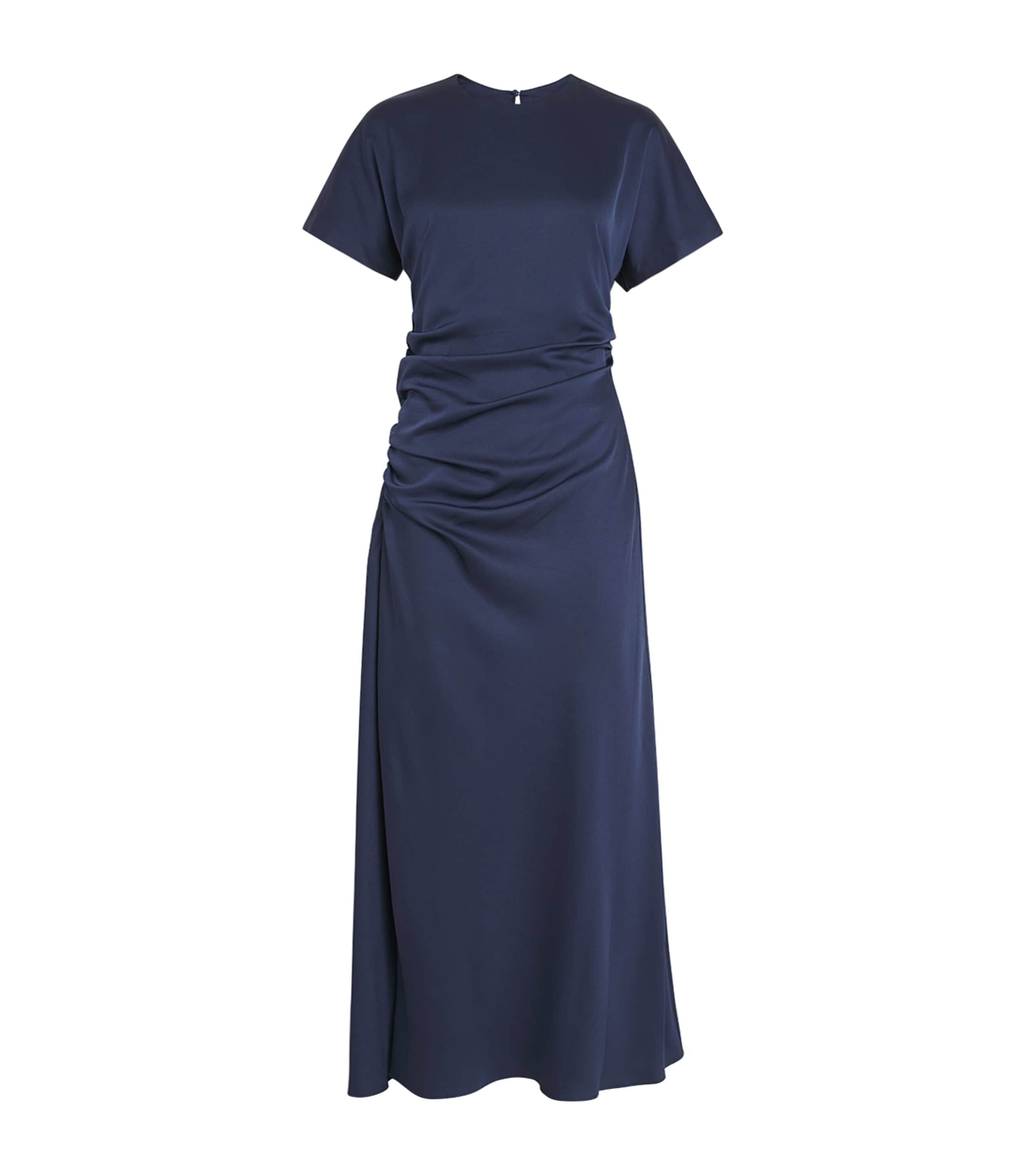 Shop Simkhai Satin Marabella Midi Dress In Navy