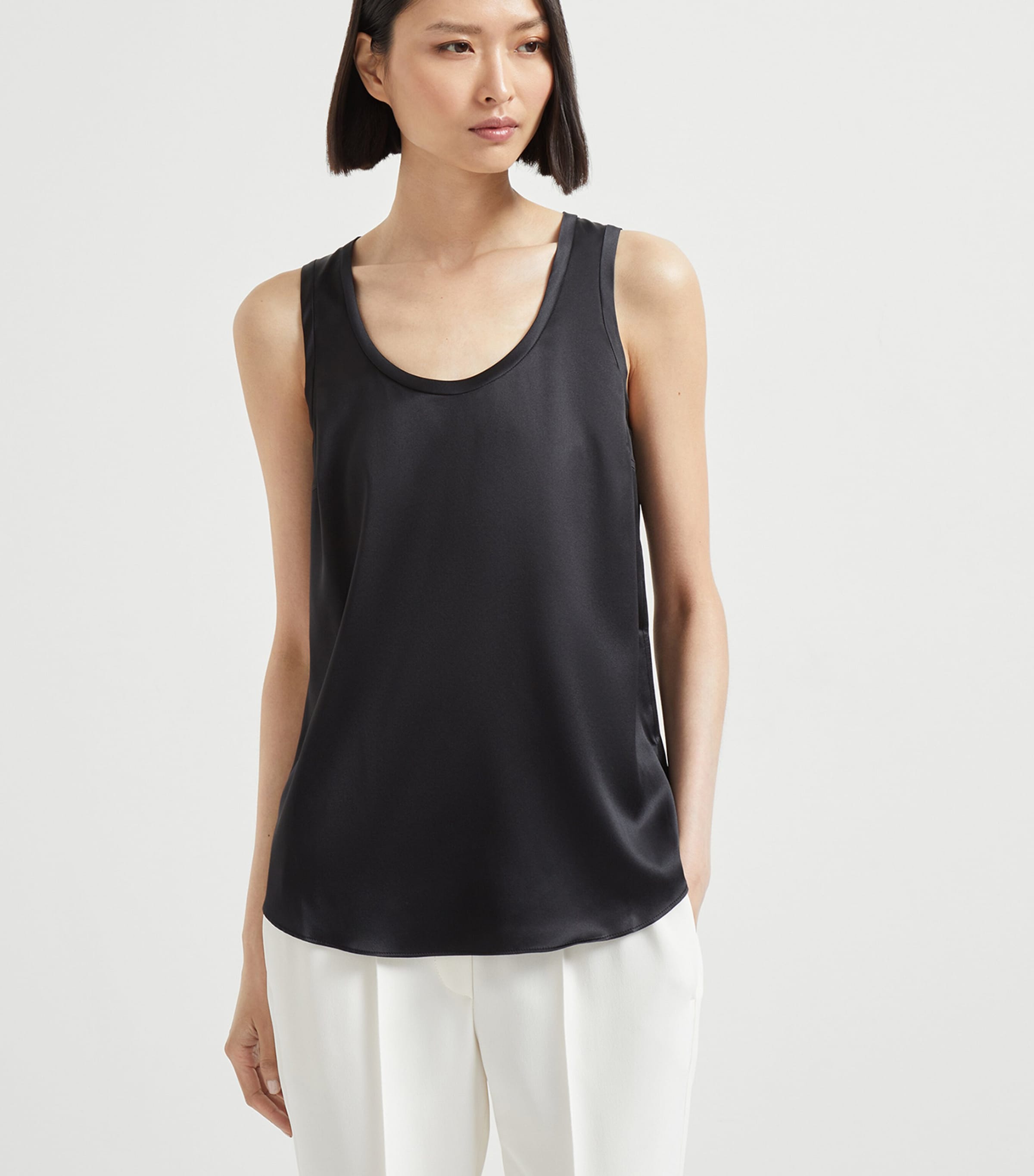 Stretch-Silk Satin Reversible Tank Top C101 Image 2