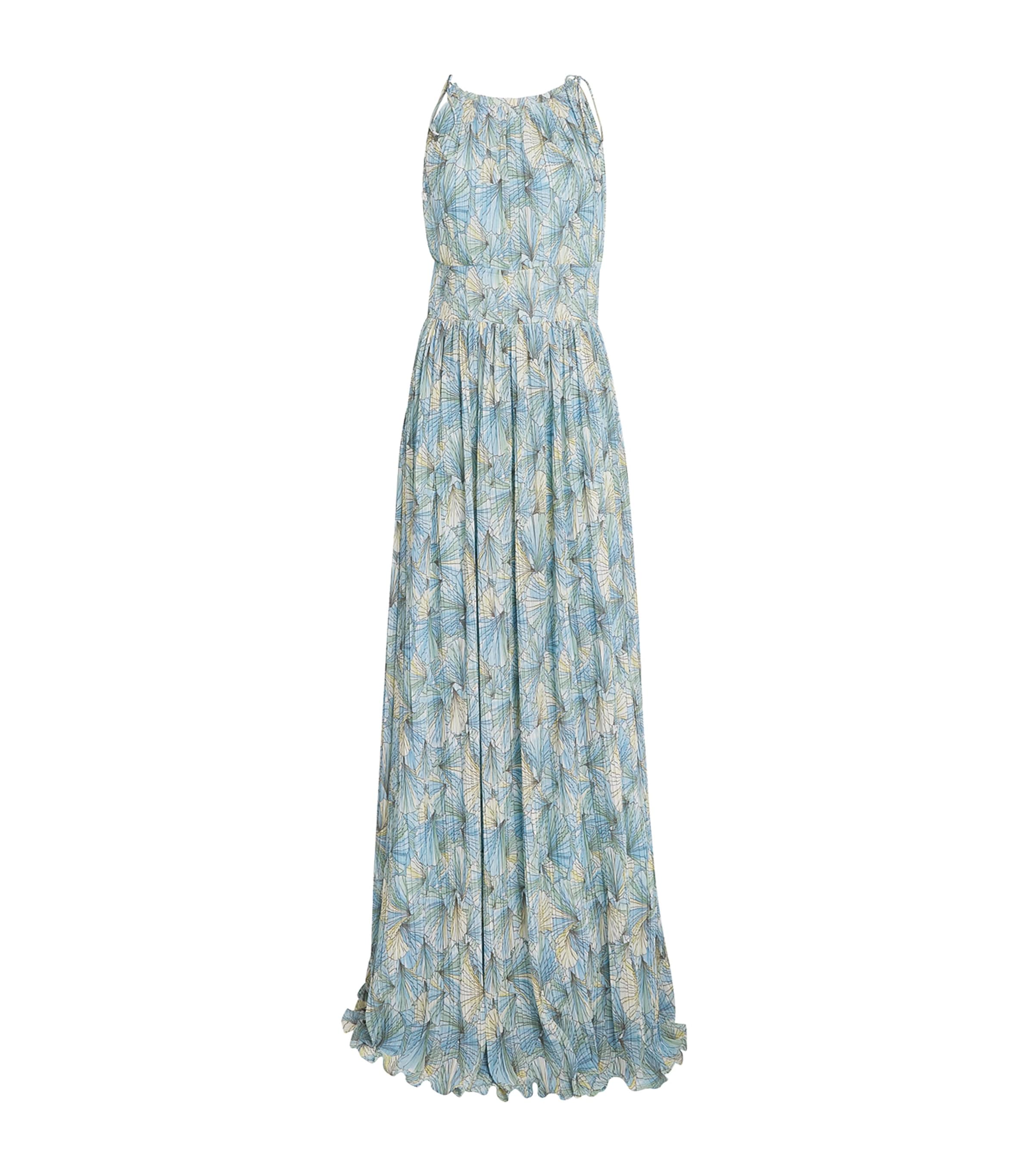 Veronica Beard Yardley Floral Pleated Chiffon Gown In Multi