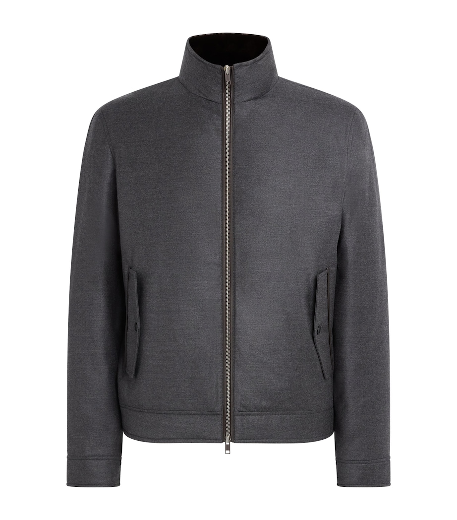 Yves Salomon Mens Virgin Wool-Silk Bomber Jacket Gris Anthracite Image 1