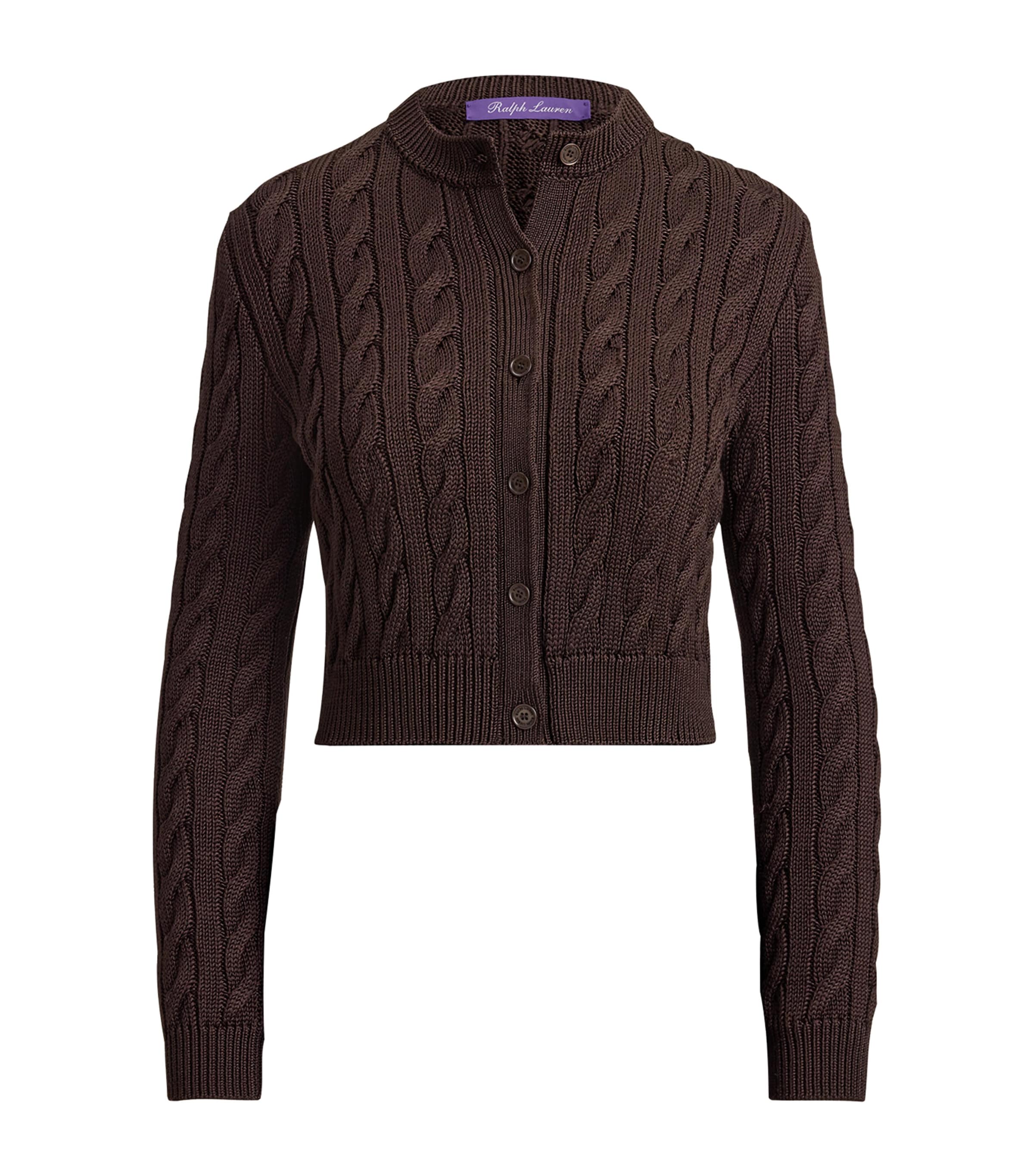 Ralph Lauren Collection Womens Mulberry Silk Cropped Cardigan Sycamore Image 1