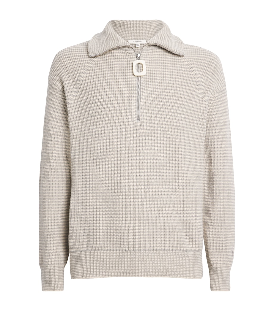 Knitted Stripe Half-Zip Sweater SAND/STONE Image 1