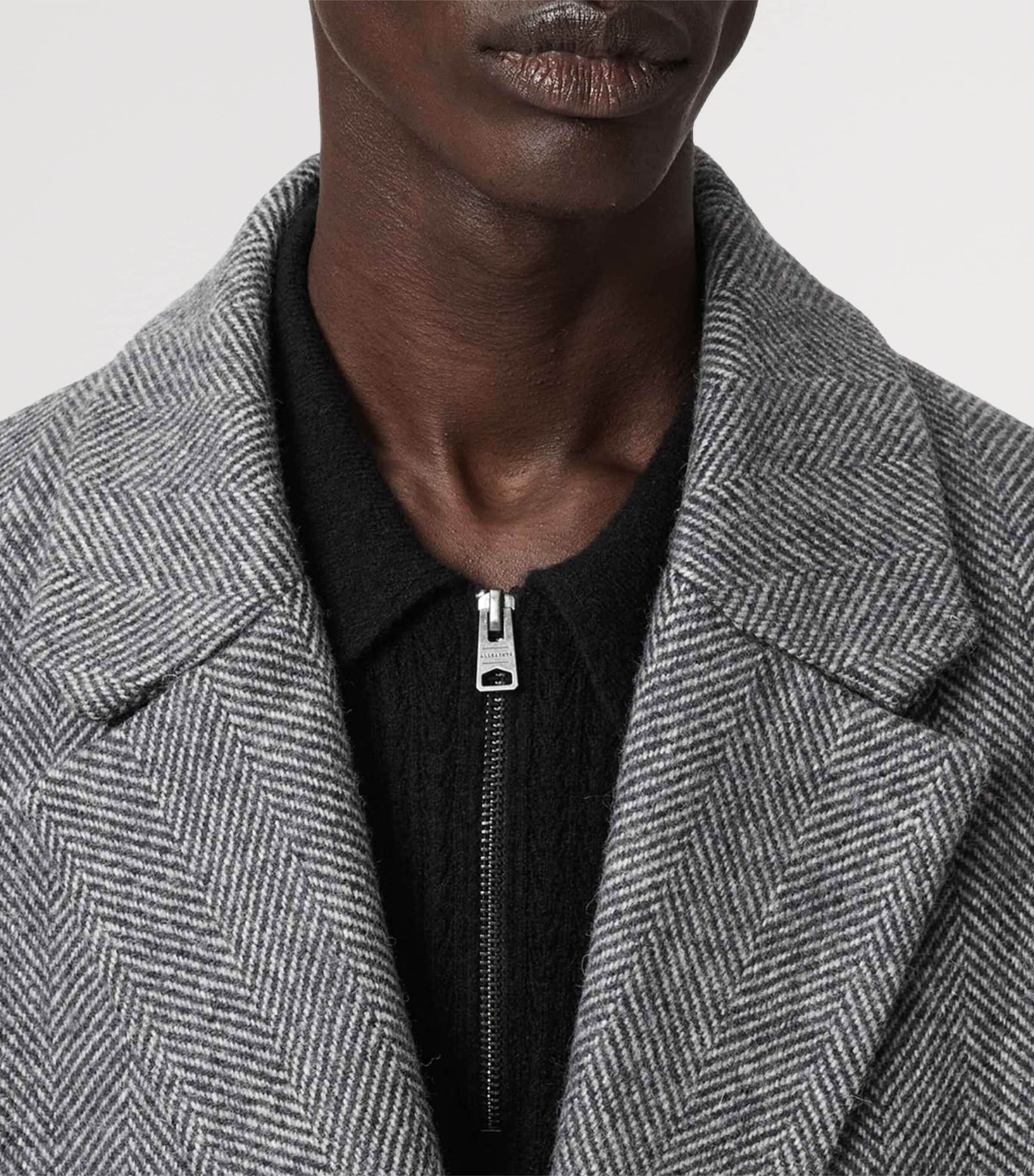 Oversized Wool Ezra Coat BLACK/WHITE Image 6