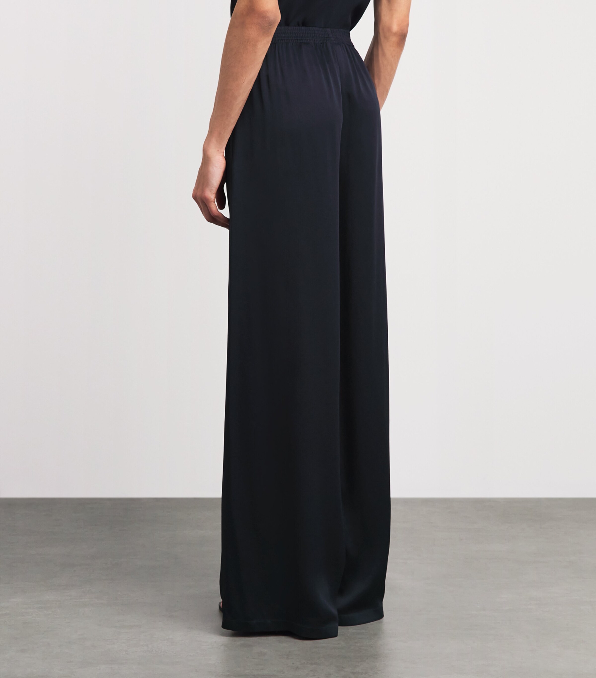 Fabiana Filippi Womens Crepe Wide-Leg Trousers Blu Notte Image 5