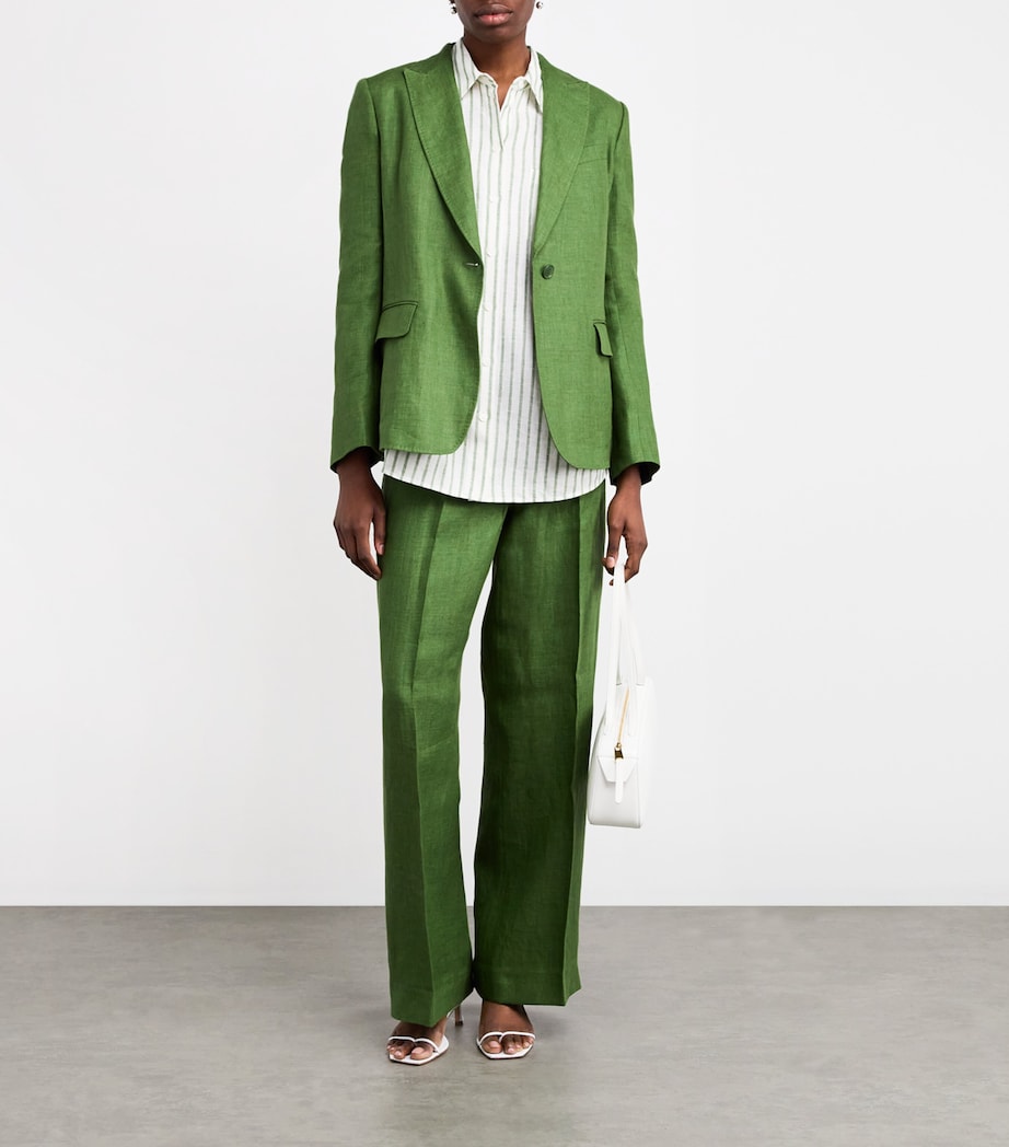 Linen Single-Breasted Blazer GREEN Image 2