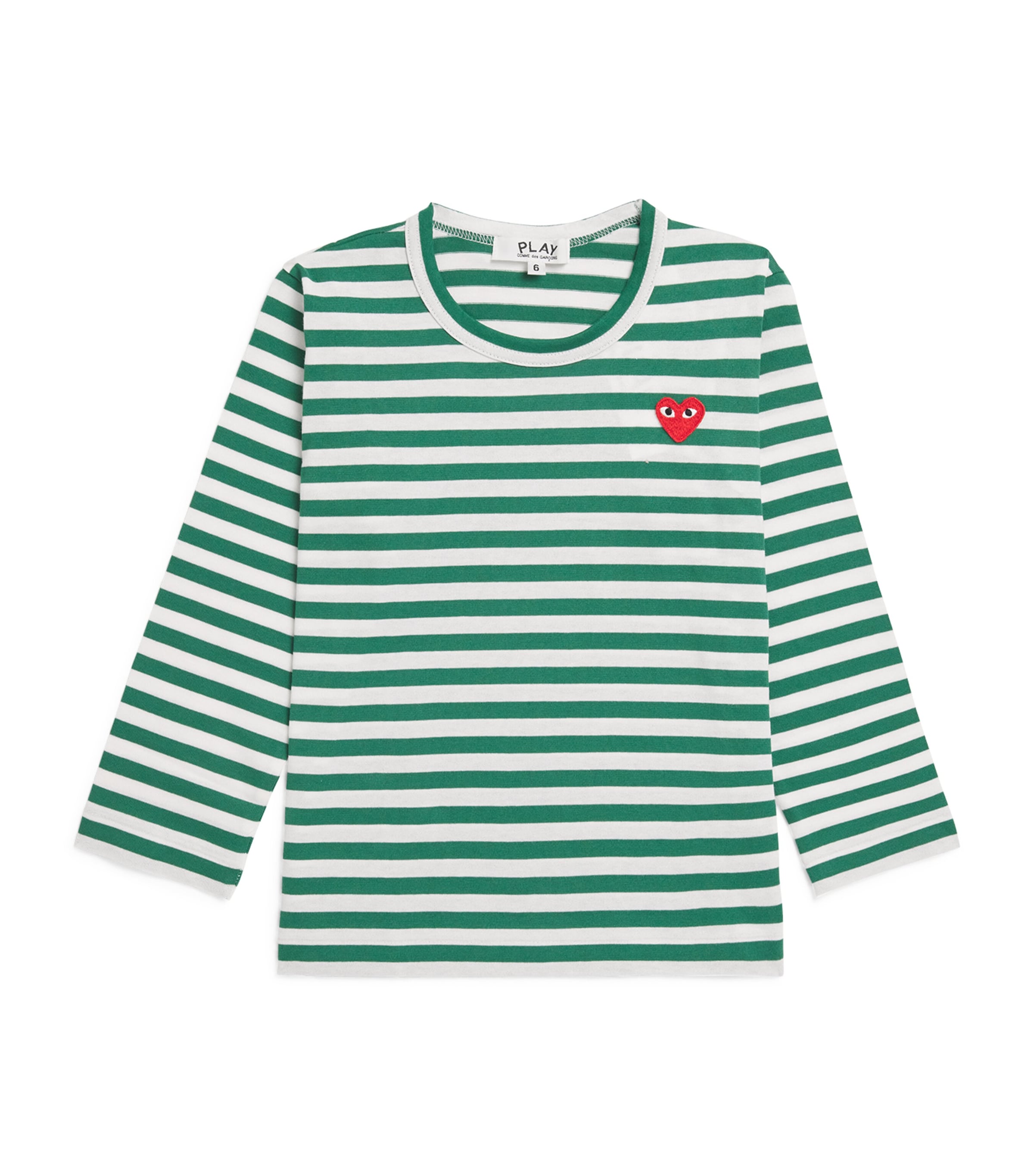 Comme Des Garçons Cotton Stripe Heart Logo T-Shirt (2-6 Years) Image 1