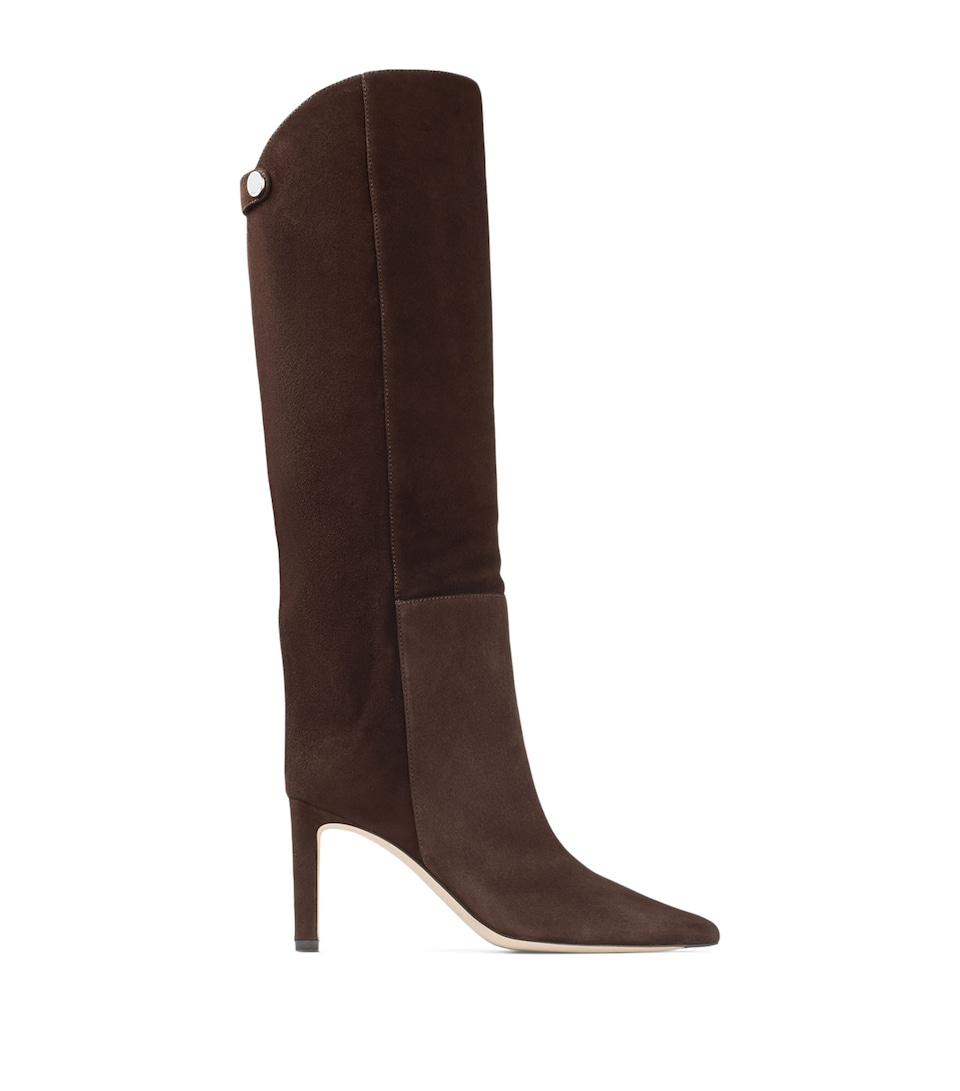 Jimmy Choo Alizze 85 Suede Knee-High Boots Chocolate