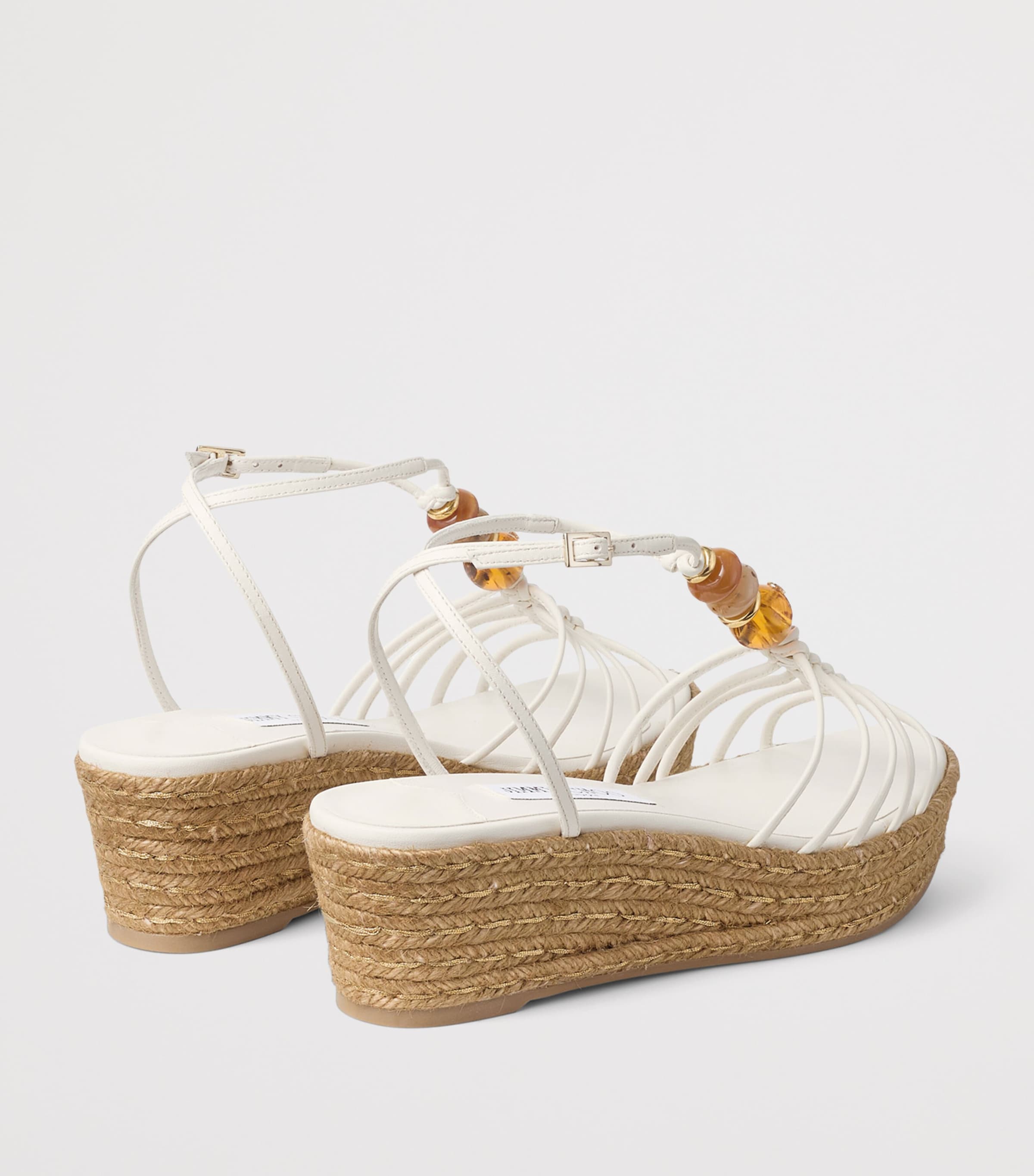Jimmy Choo Lemi 50 Leather Wedge Sandals Latte Mix Image 3