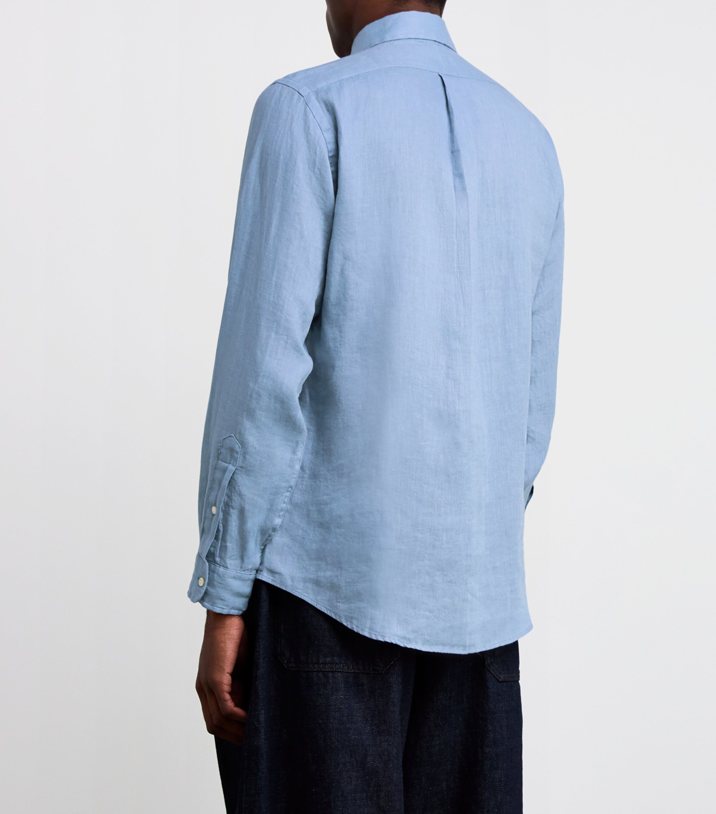 Polo Ralph Lauren Mens Linen Polo Pony Shirt Blue Image 4