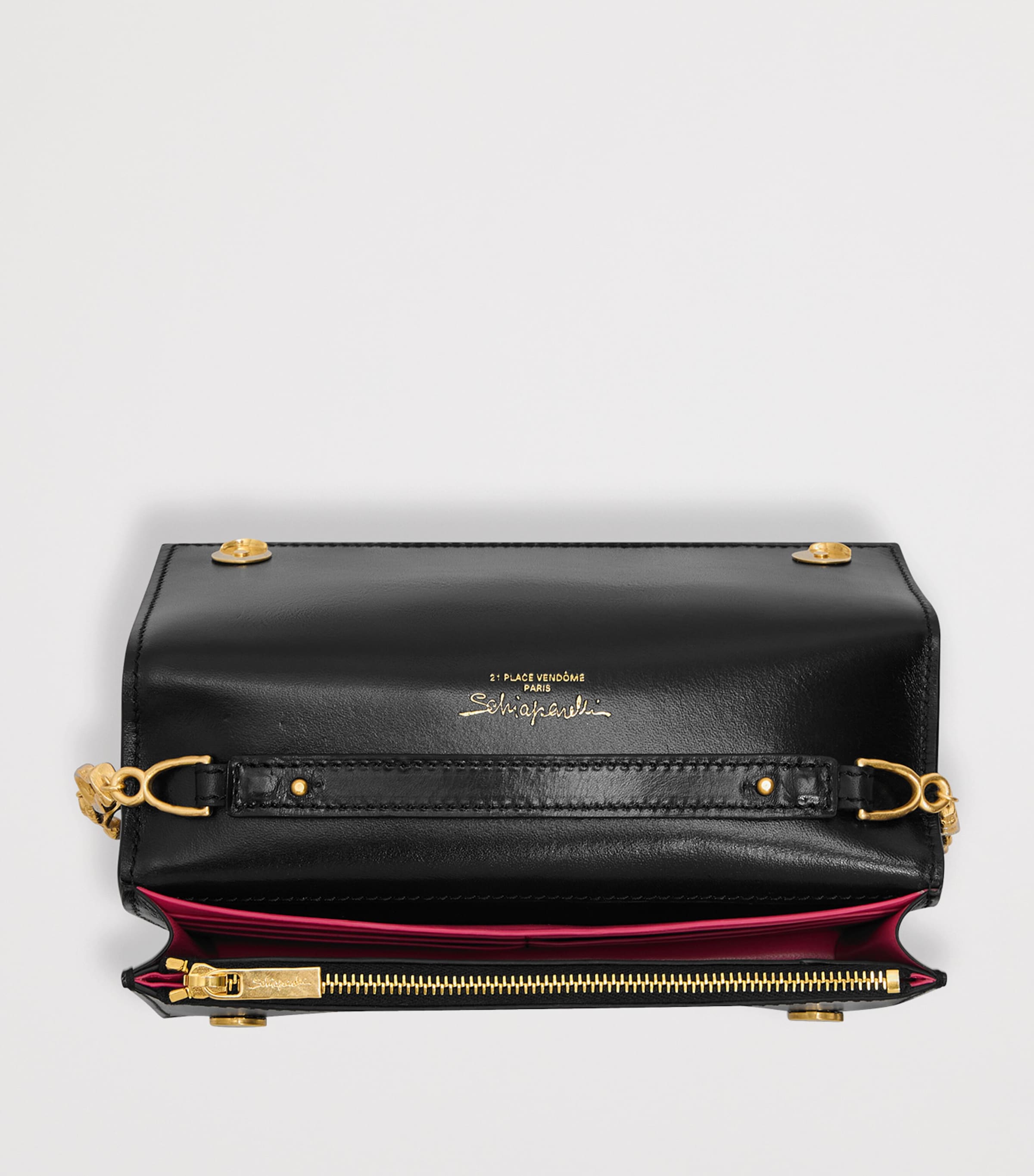 Schiaparelli Leather Moulded Mouth Clutch Bag Black Image 3
