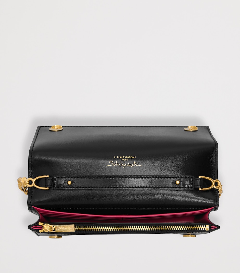 Schiaparelli Leather Moulded Mouth Clutch Bag Black Image 3