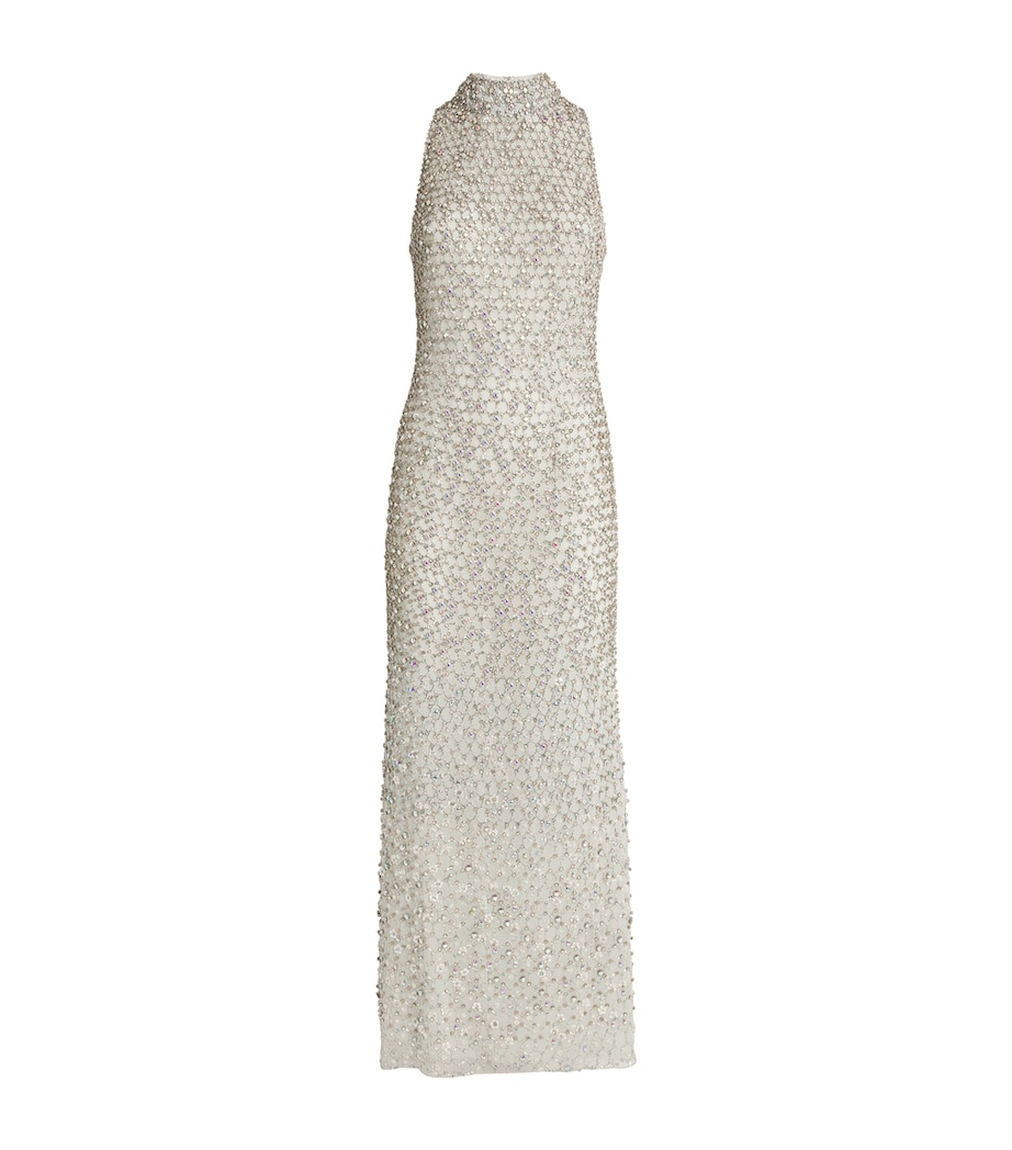 Jenny Packham Womens Silk Crystal-Embellished Juno Gown Pale Powder Image 1
