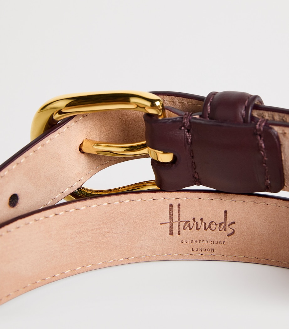 Harrods Leather Slim Belt Burgundy Image 5