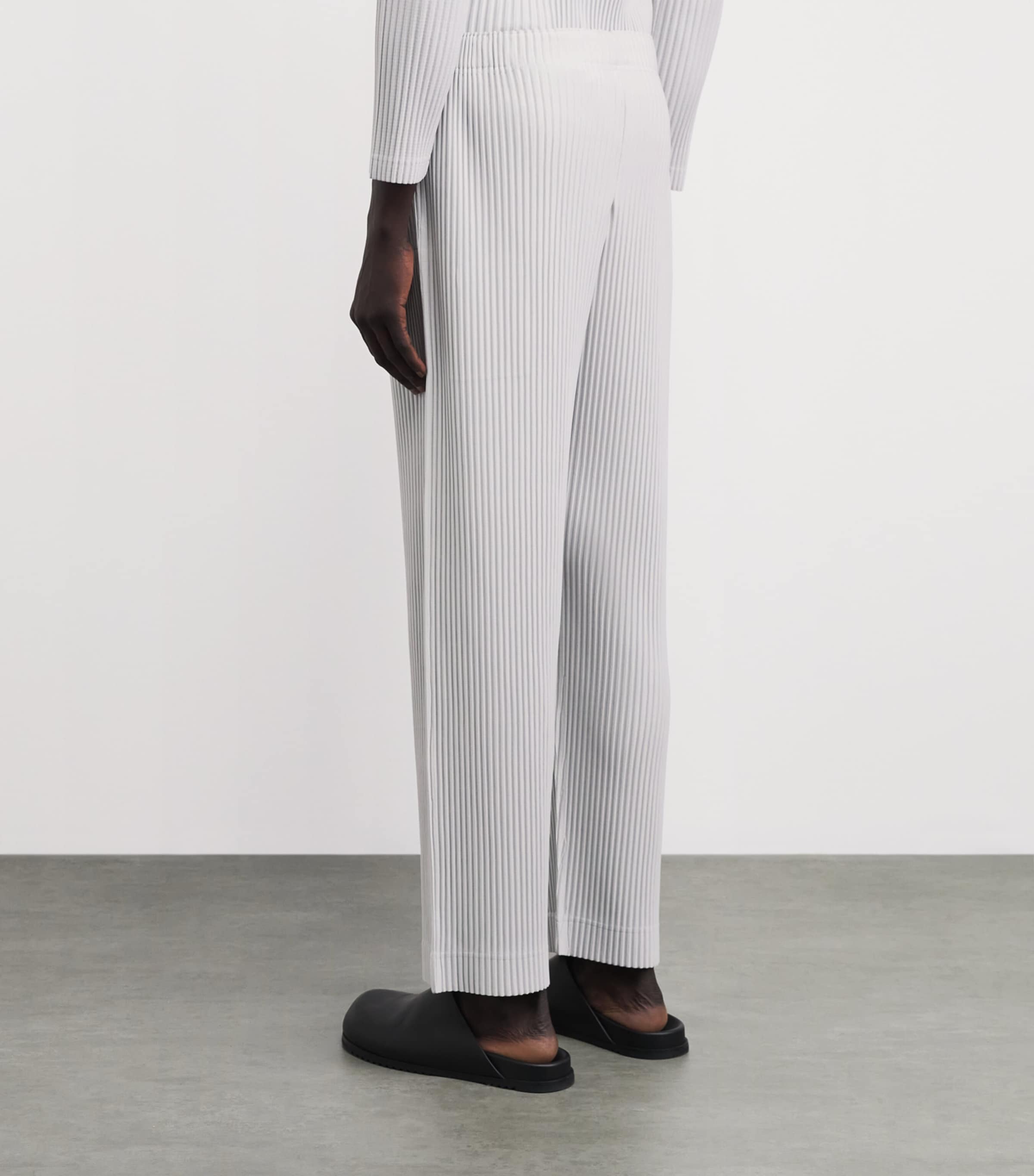 Homme Plissé Issey Miyake Mens Pleated Straight Trousers Lt. Gray Image 5