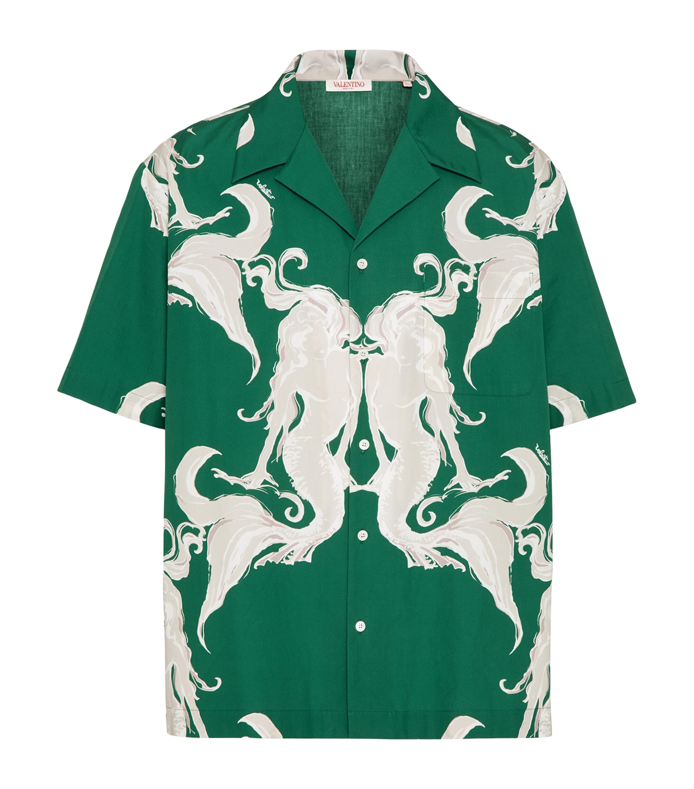 Valentino Cotton Printed Shirt In Green