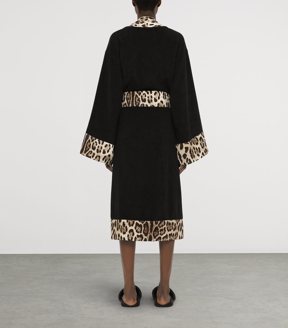 Terry Cotton Leopard Print Robe UL002 NERO LEOPARDO Image 4