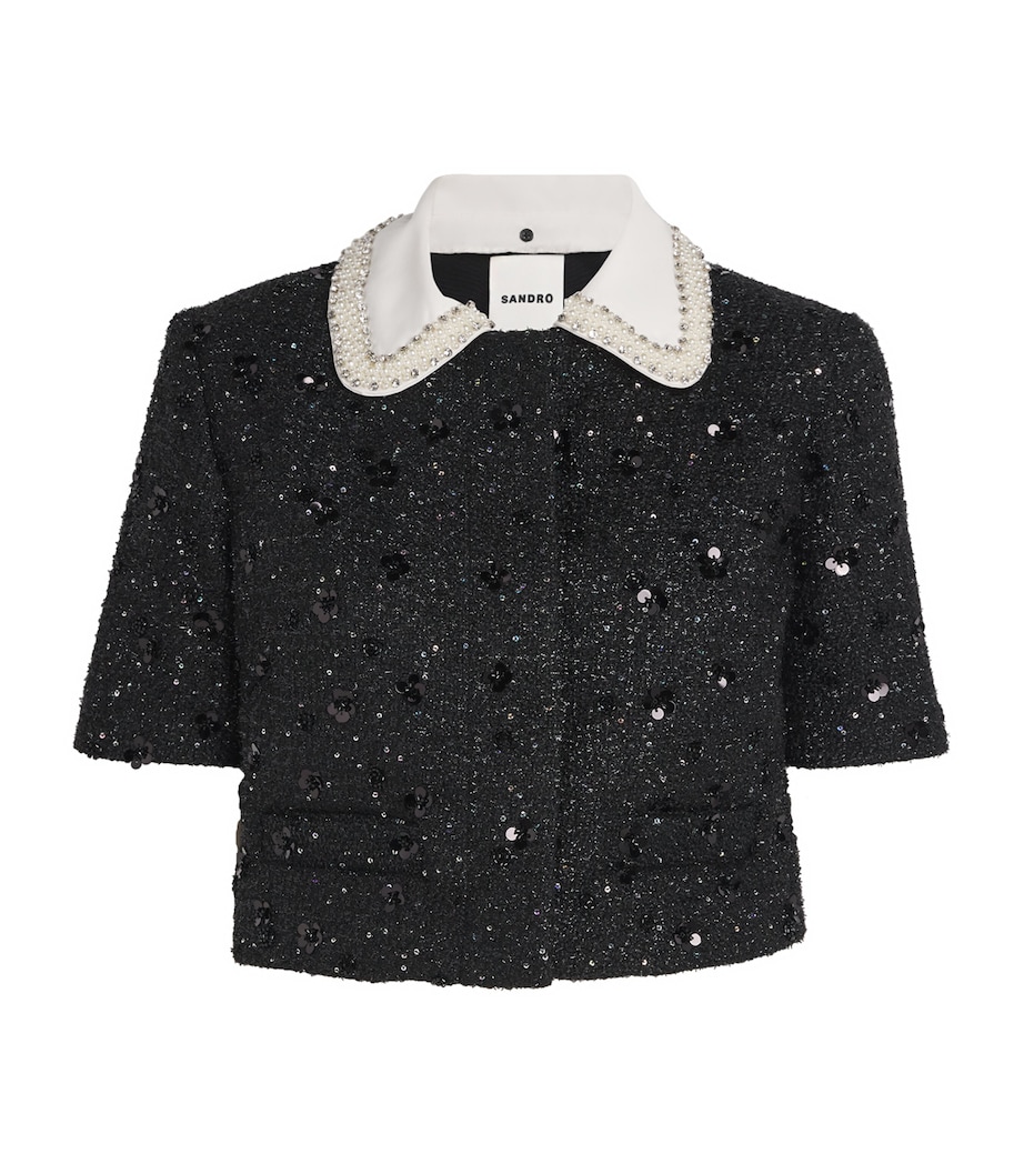 Embellished Tweed Jacket BLACK Image 1