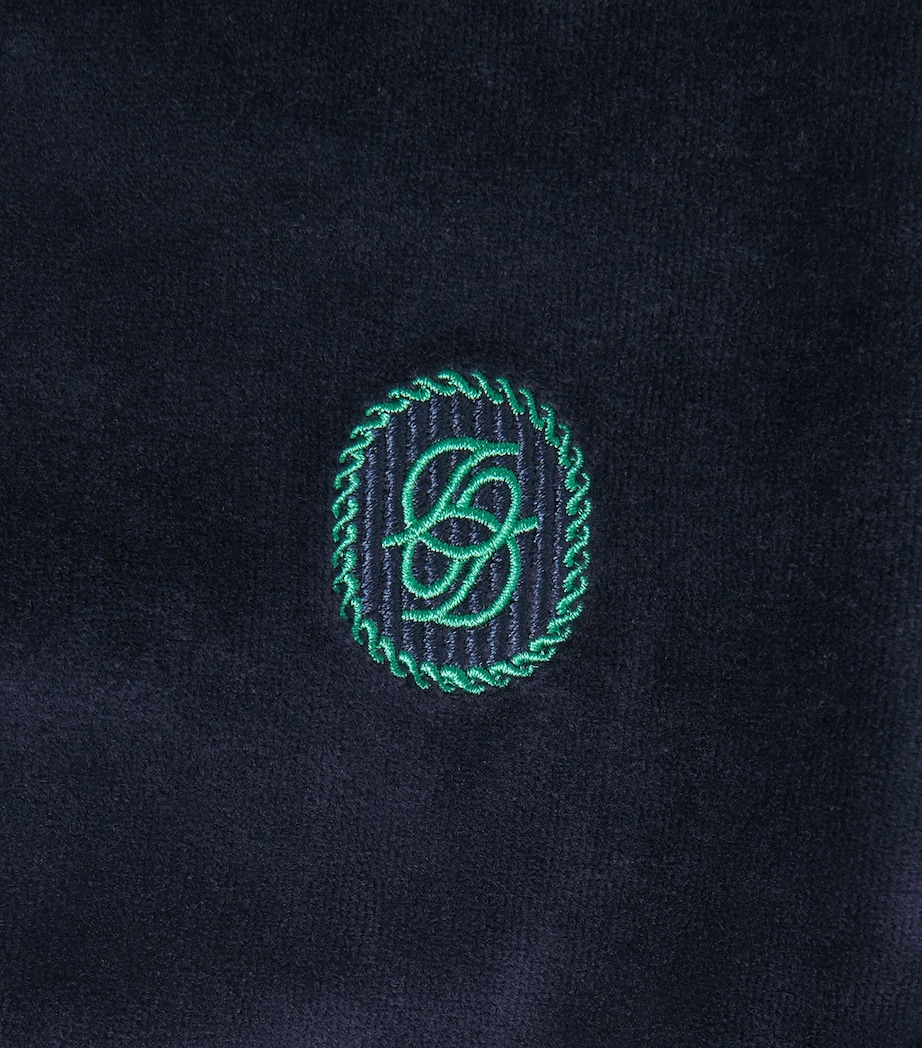 Drôle de Monsieur Mens Velour Embroidered Track Jacket Navy Image 6