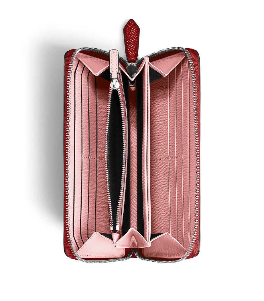 Montblanc Leather Sartorial 12cc Zip-Around Wallet Brick Red & Blush Image 2