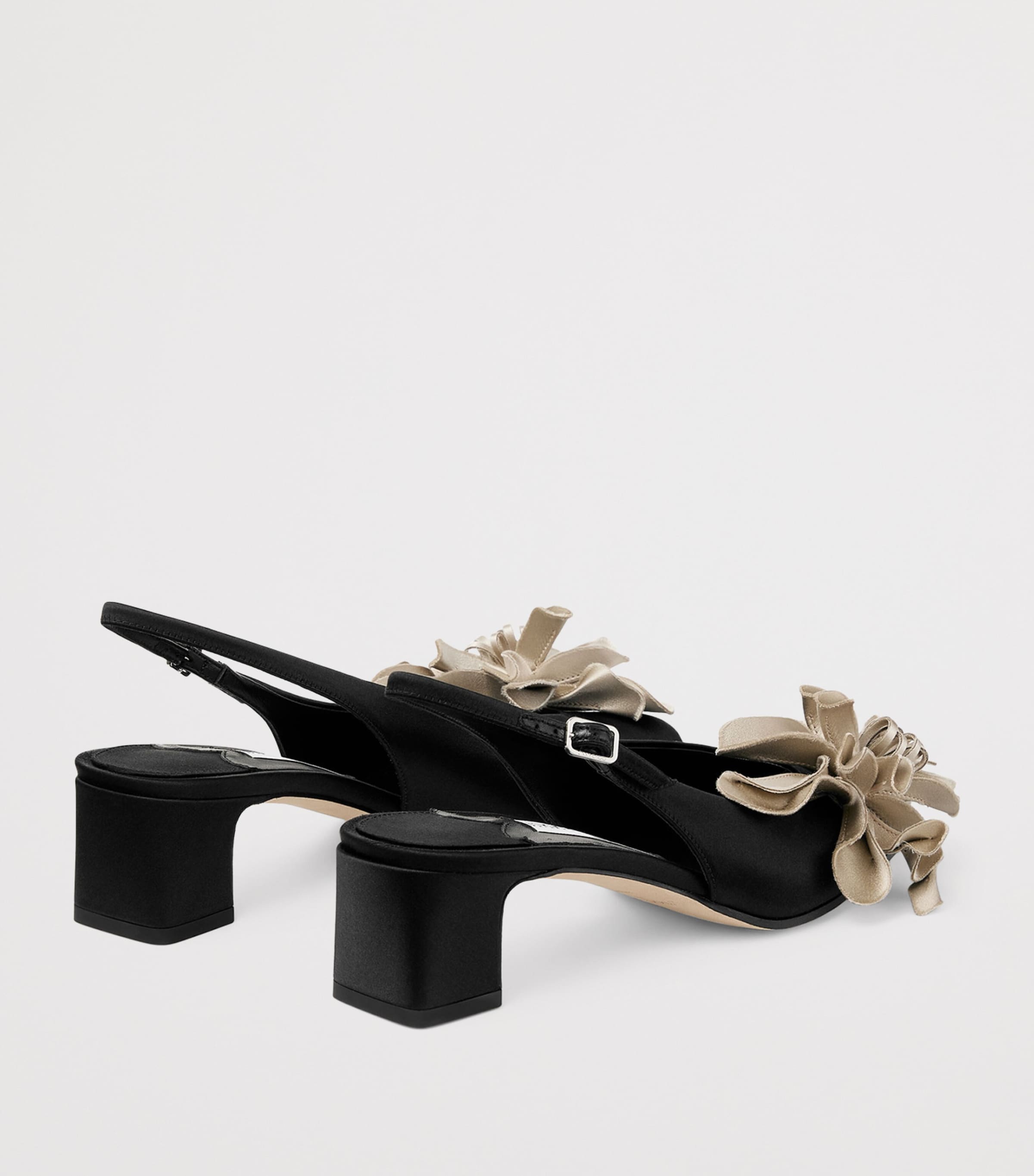 Jimmy Choo Eyla 45 Floral-Appliqué Slingback Pumps Black/bone Image 3