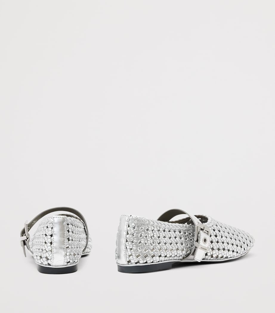 AllSaints Woven Leather Sabine Ballet Flats Silver Image 5