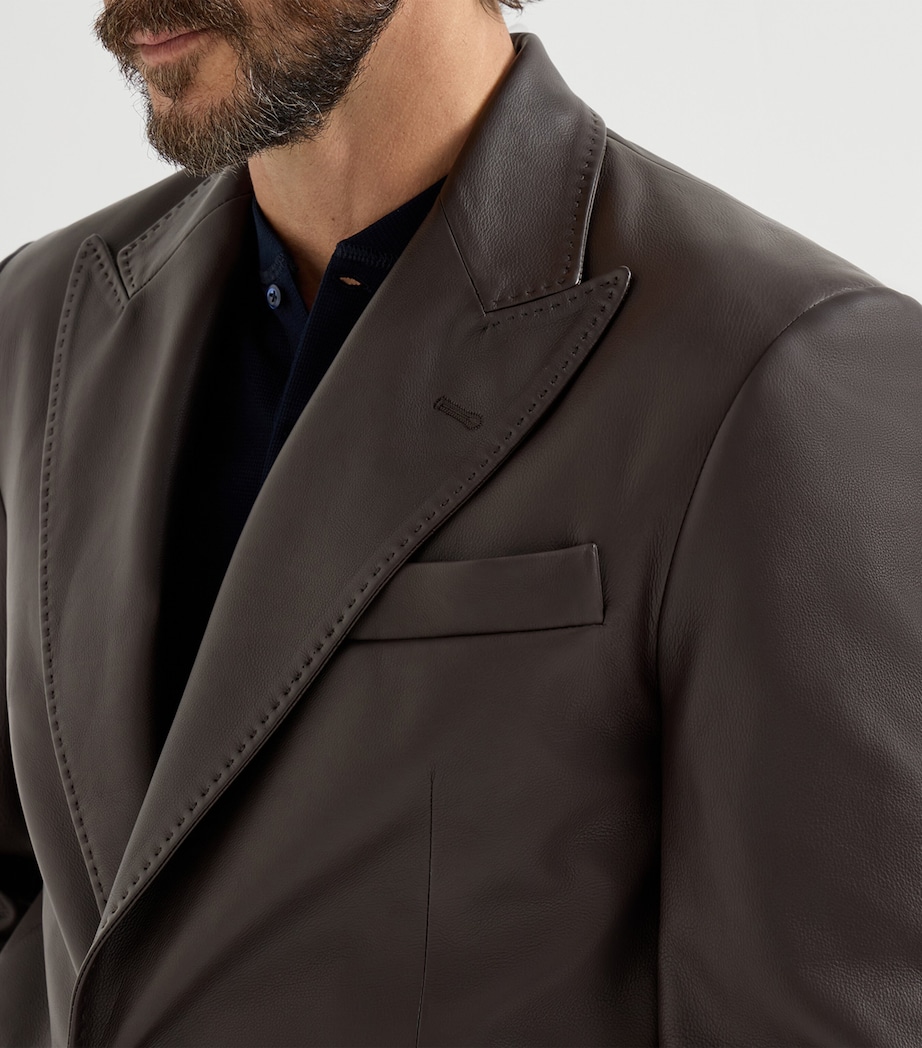 Leather Single-Breasted Blazer CQV27 Image 6