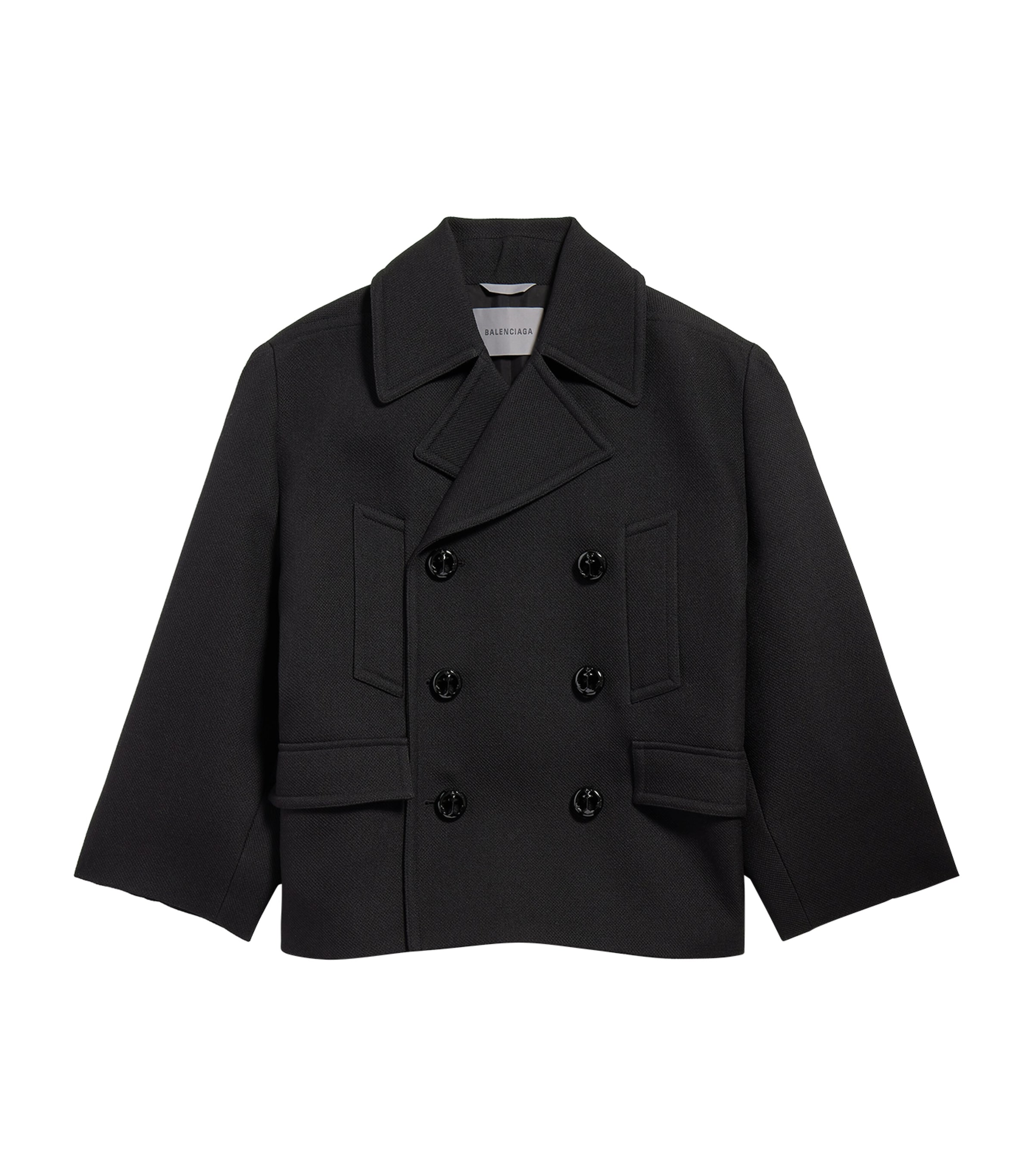 Balenciaga Mens Wool Double-Breasted Peacoat Image 1