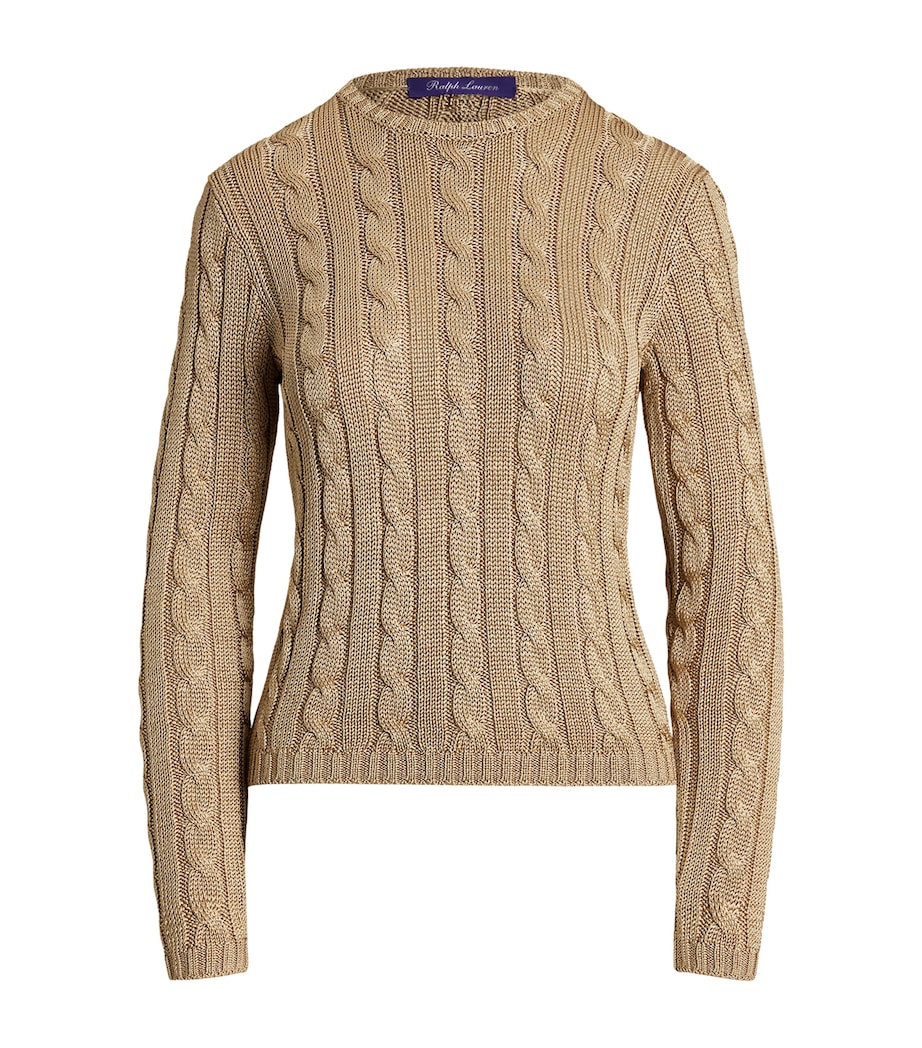 Silk Cable-Knit Sweater LUX TAN Image 1