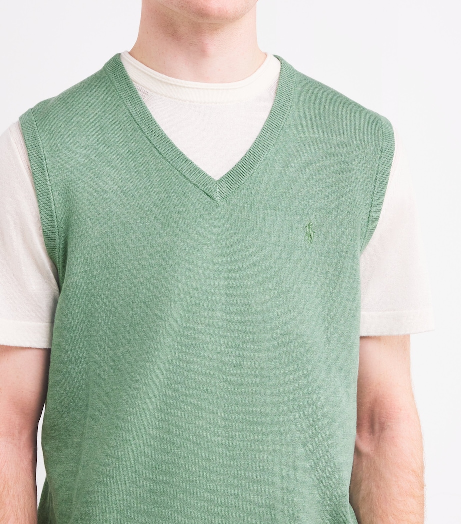 Cotton-Blend Polo Pony Sweater Vest FIELD OLIVE HEATHER Image 6