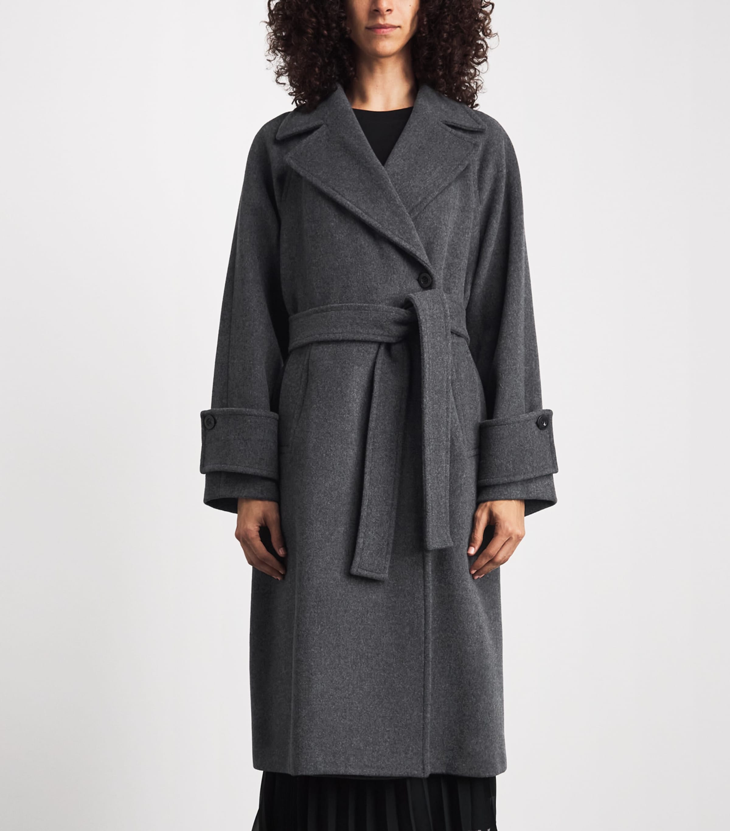 Claudie Pierlot Womens Wool-Blend Belted Coat Gris Image 4