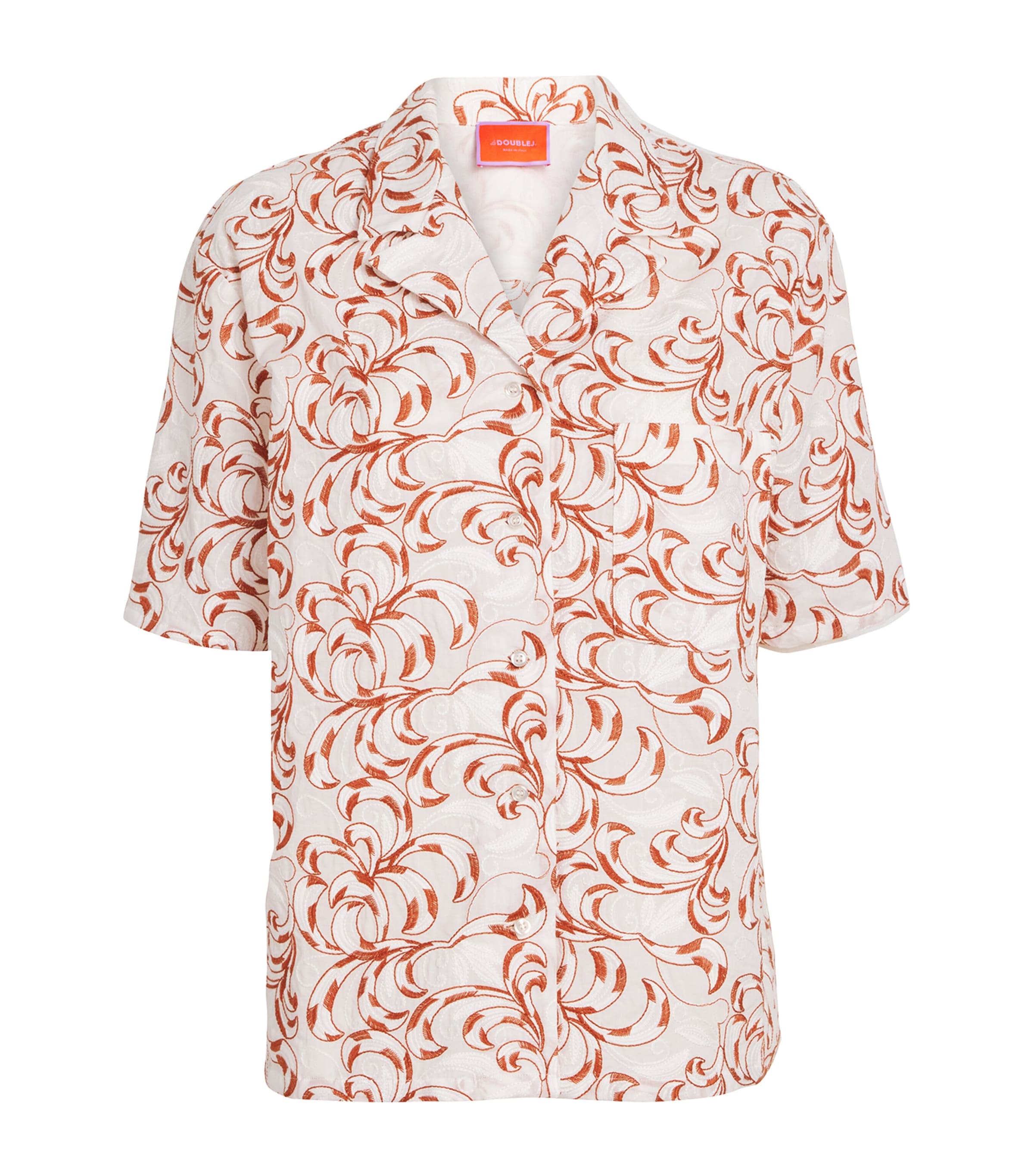 La Doublej La Double J Bowling Embroidered Woven Shirt In Red