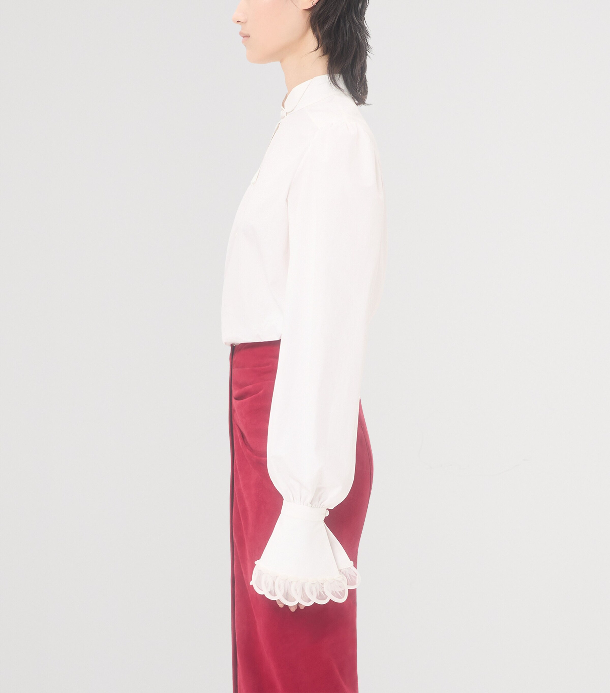 Valentino Womens Cotton Scalloped-Cuff Shirt Image 3