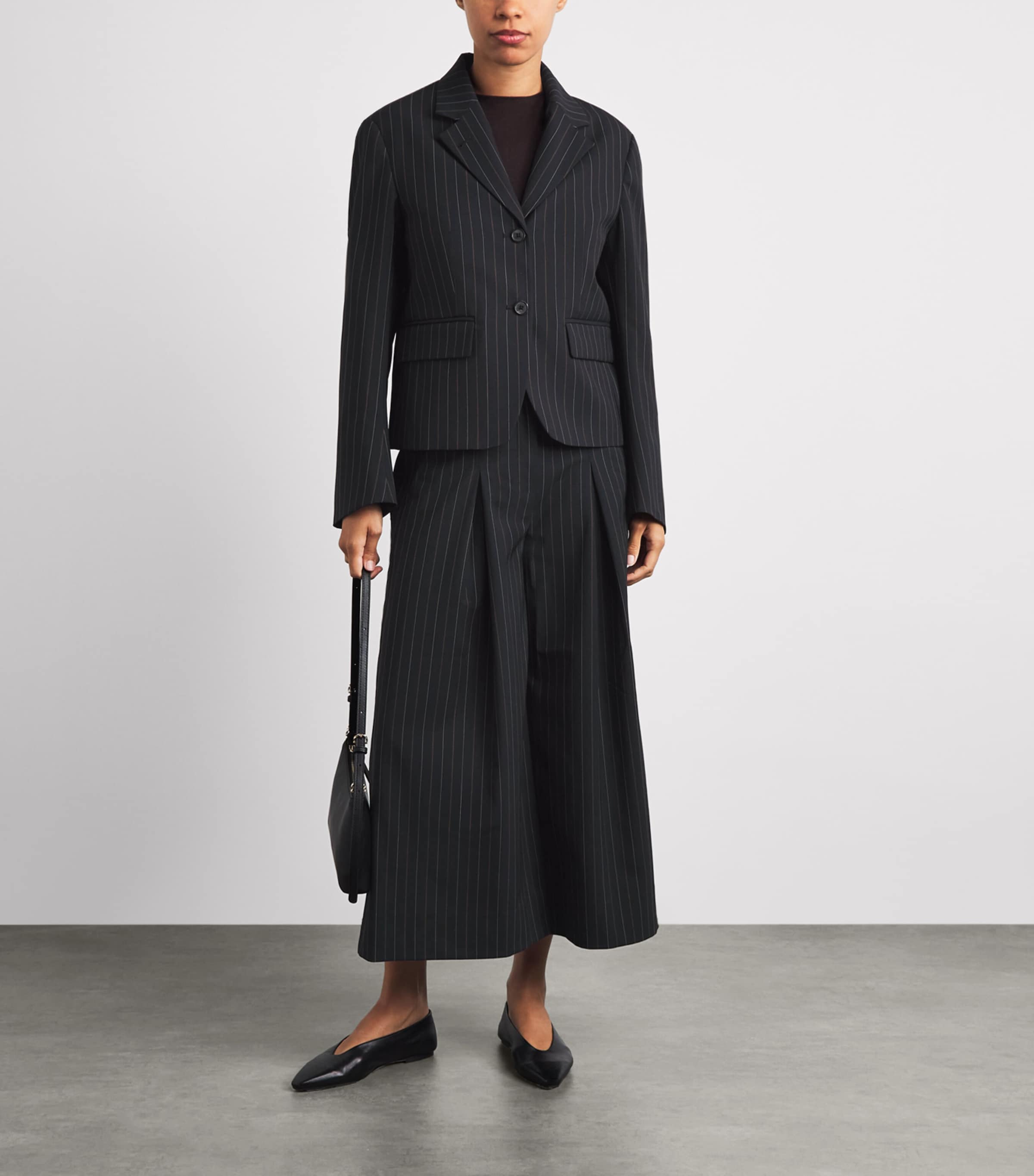 ME+EM Womens Pinstripe Blazer Black Image 2