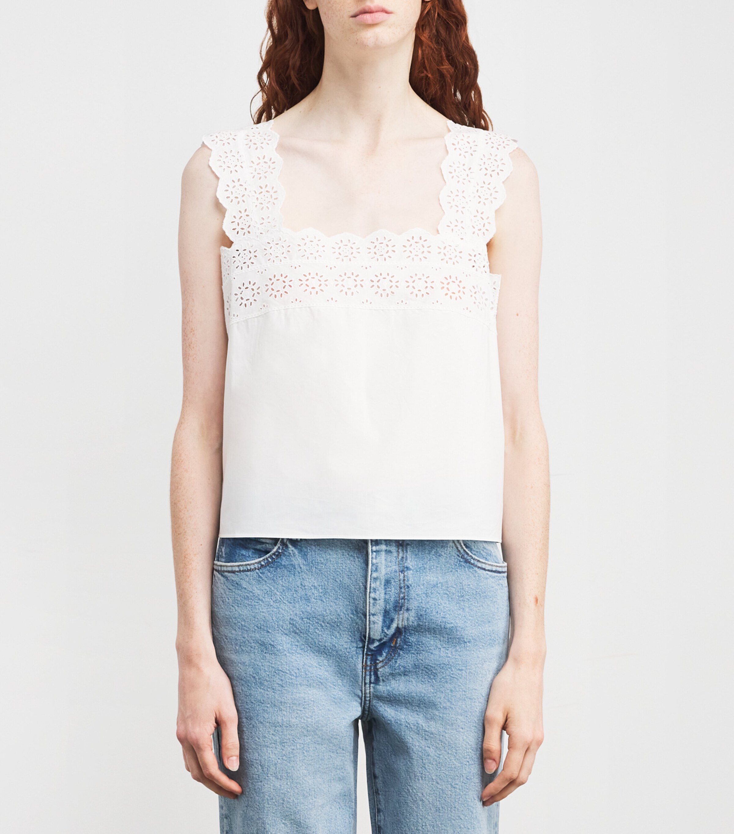 Organic Cotton The Eyelet Tank Top WHITE Image 3