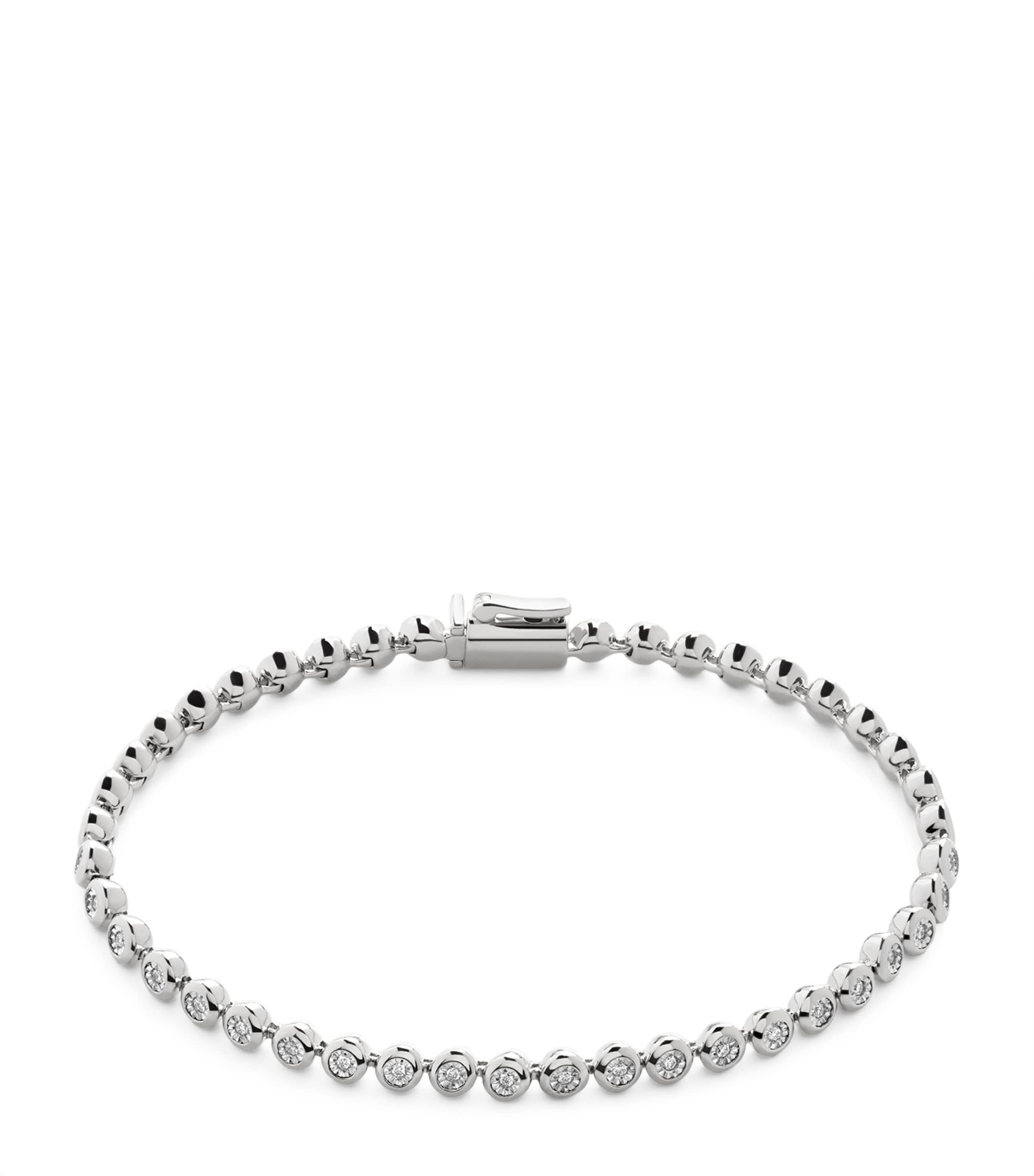 Monica Vinader Sterling Silver And Diamond Essentials Tennis Bracelet In Silver