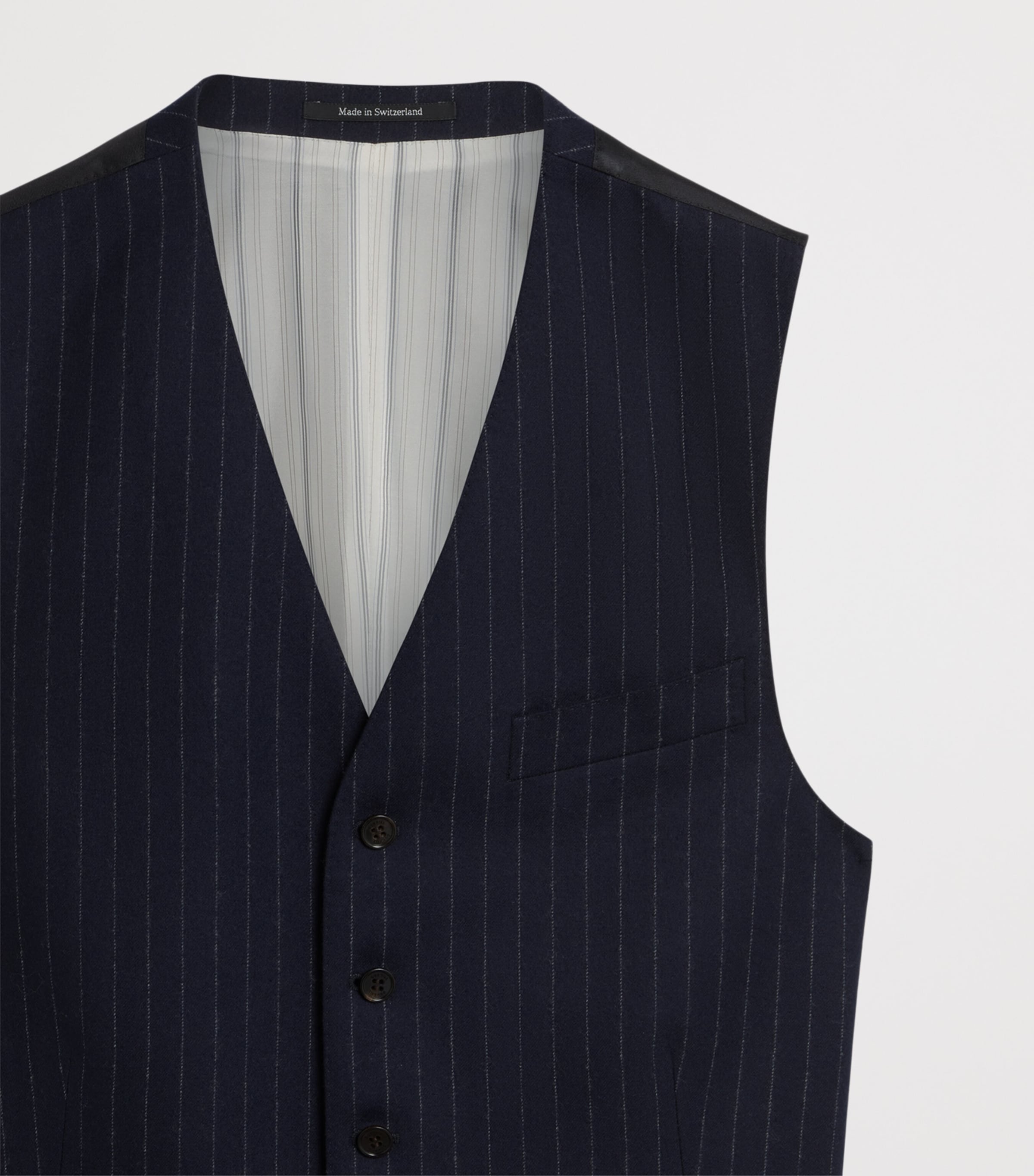 Merino Wool Chalkstripe Waistcoat 416HOUSE NAVY Image 5