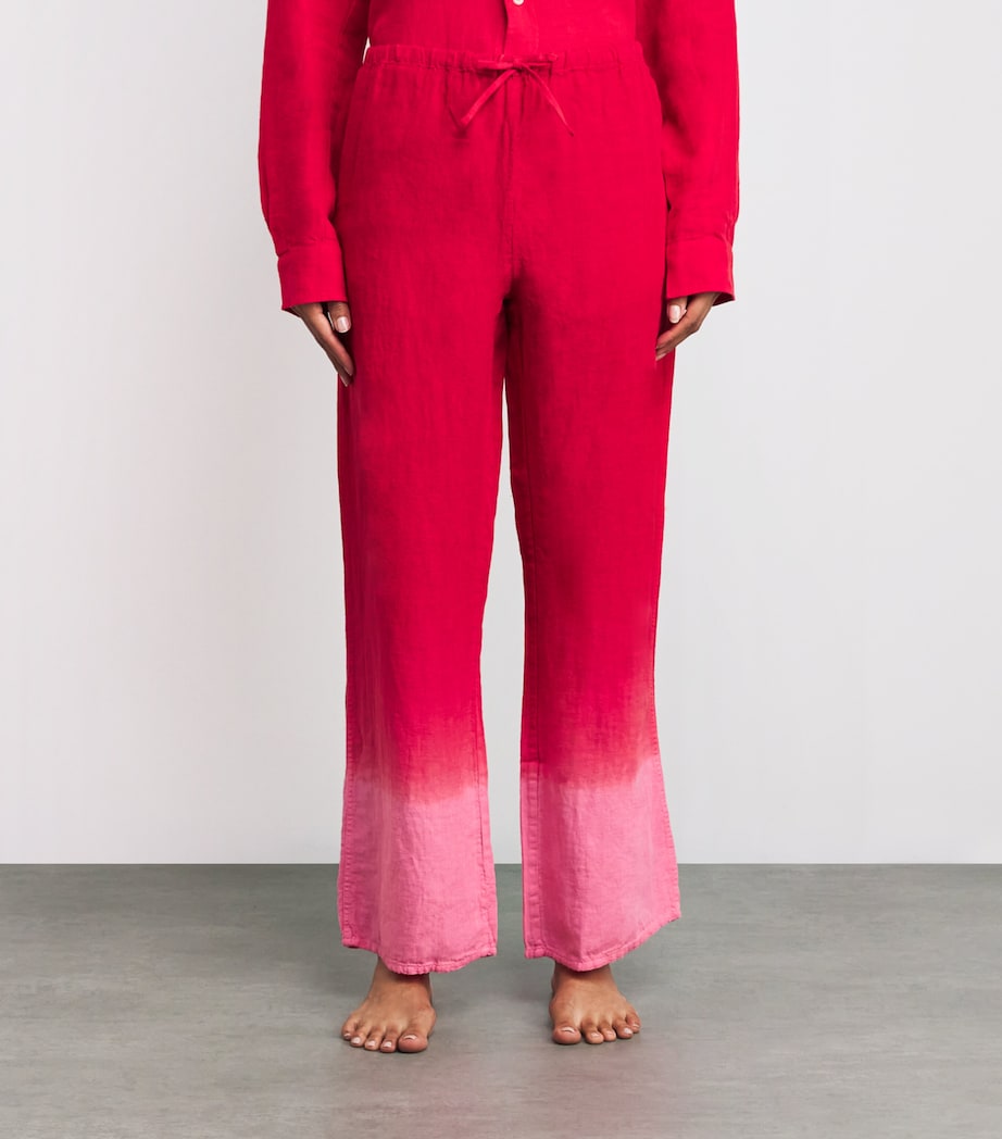 Linen Dip-Dye Pyjama Trousers RED/PINK Image 3