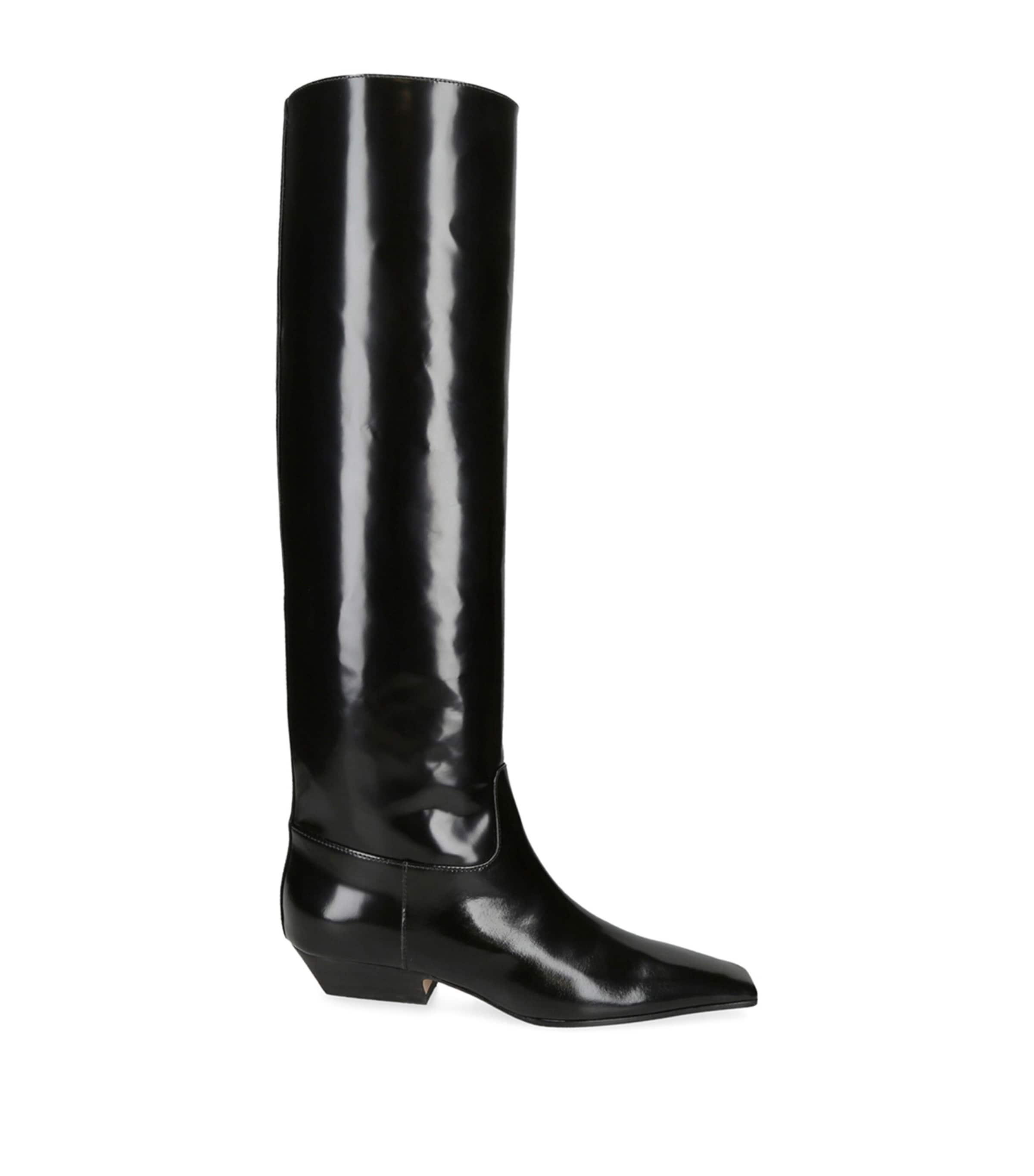 Khaite 30mm Sybil Leather Knee-high Boots In Black