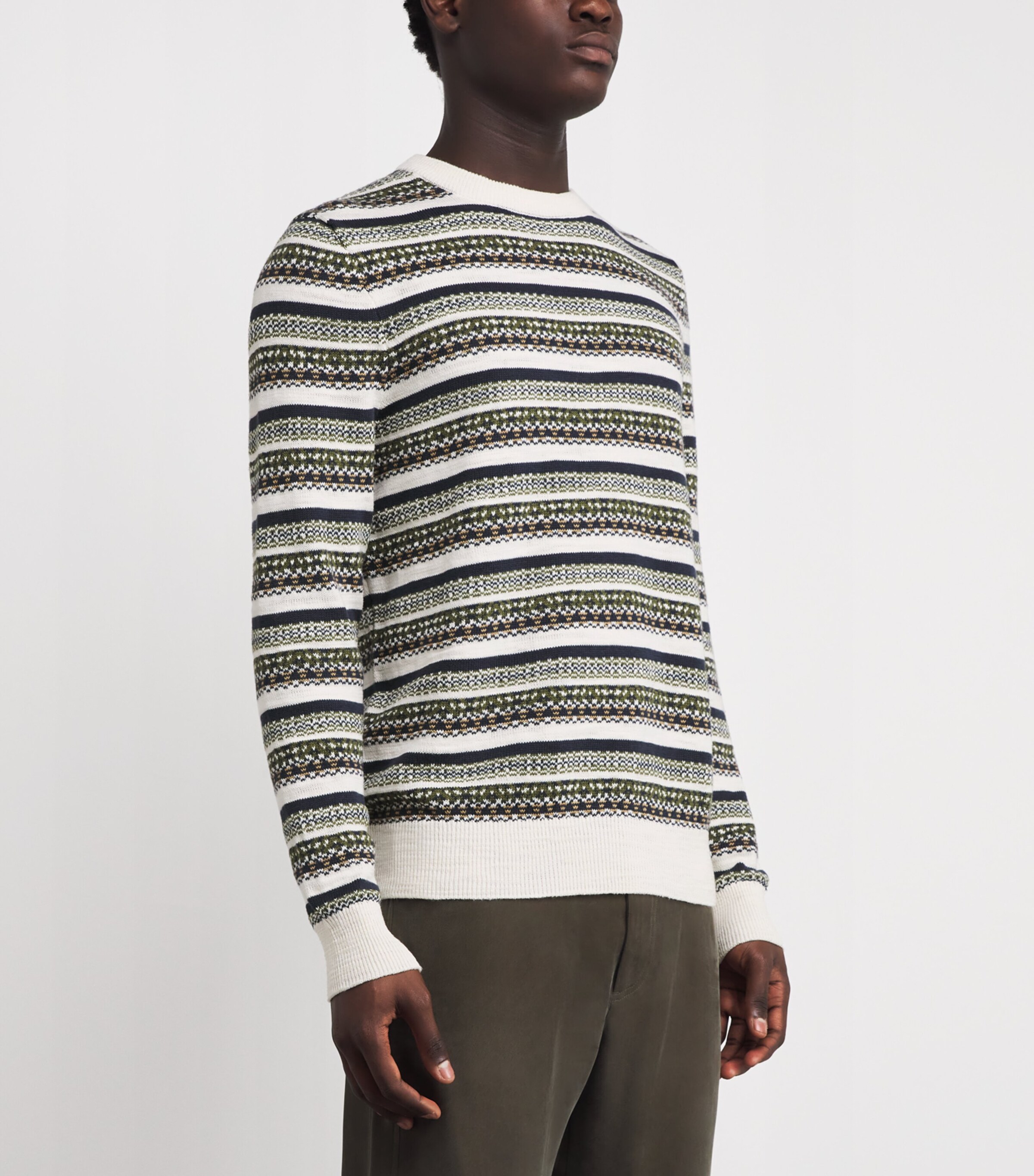 Barbour Mens Cotton Topcliffe Fair Isle  Sweater Whisper White Image 3