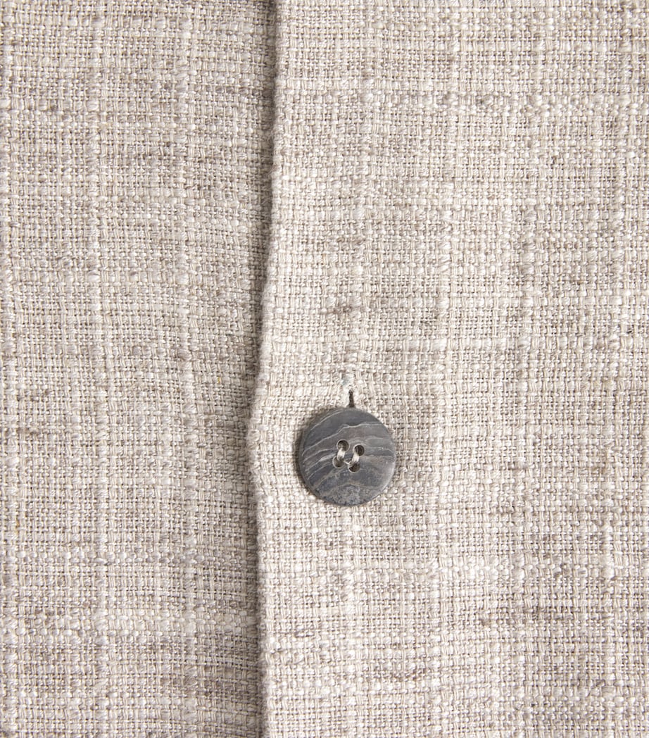 Eskandar Womens Linen-Blend Tweed Caucasus Jacket Natural Image 6