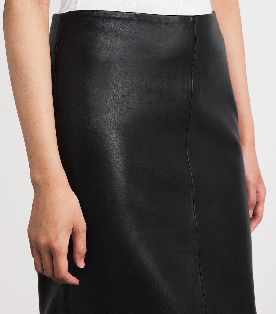 Column Leather Maxi Skirt BLACK Image 6