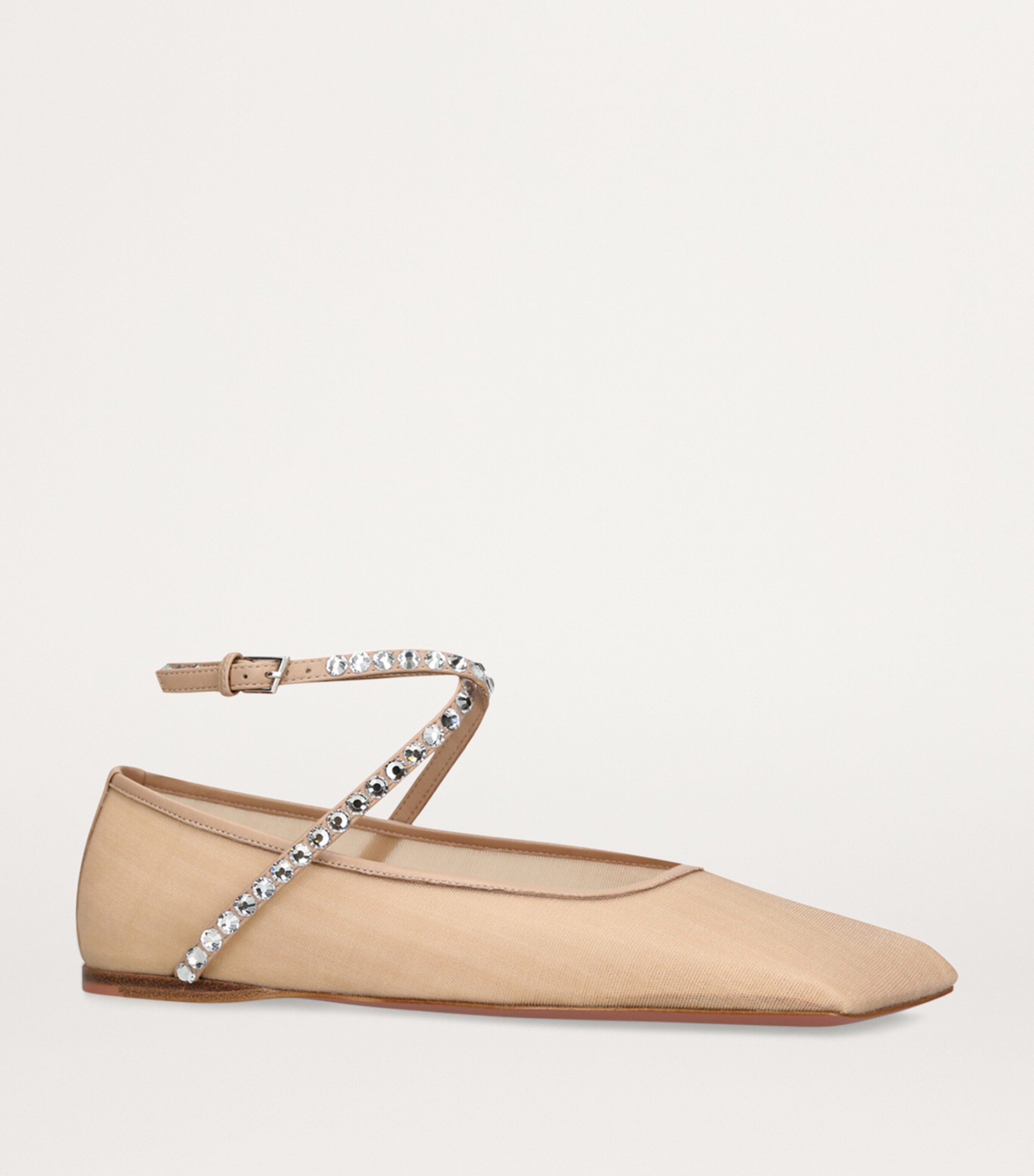 Amina Muaddi Embellished Ane Ballet Flats Blush Image 3