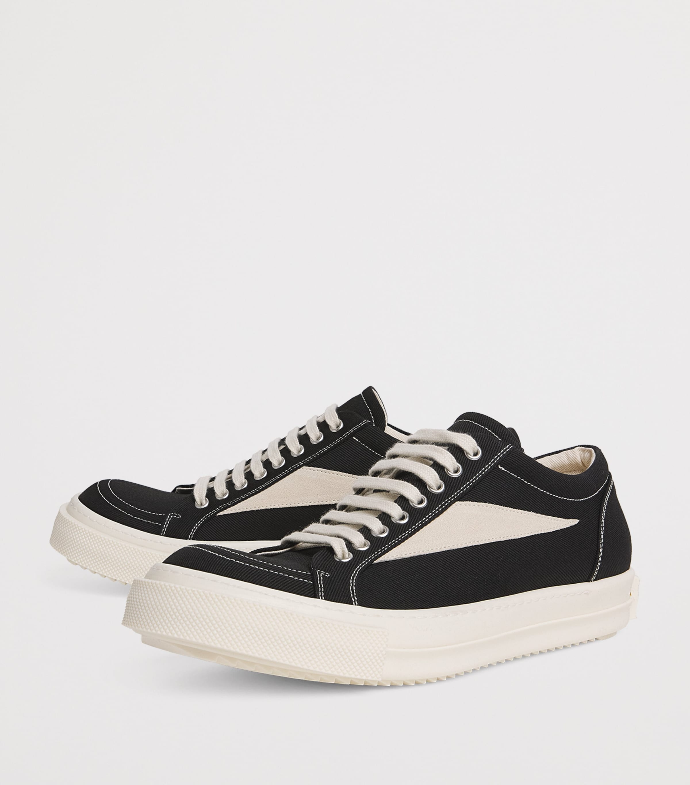 Rick Owens Canvas Vintage Sneakers Black/milk/milk Image 3