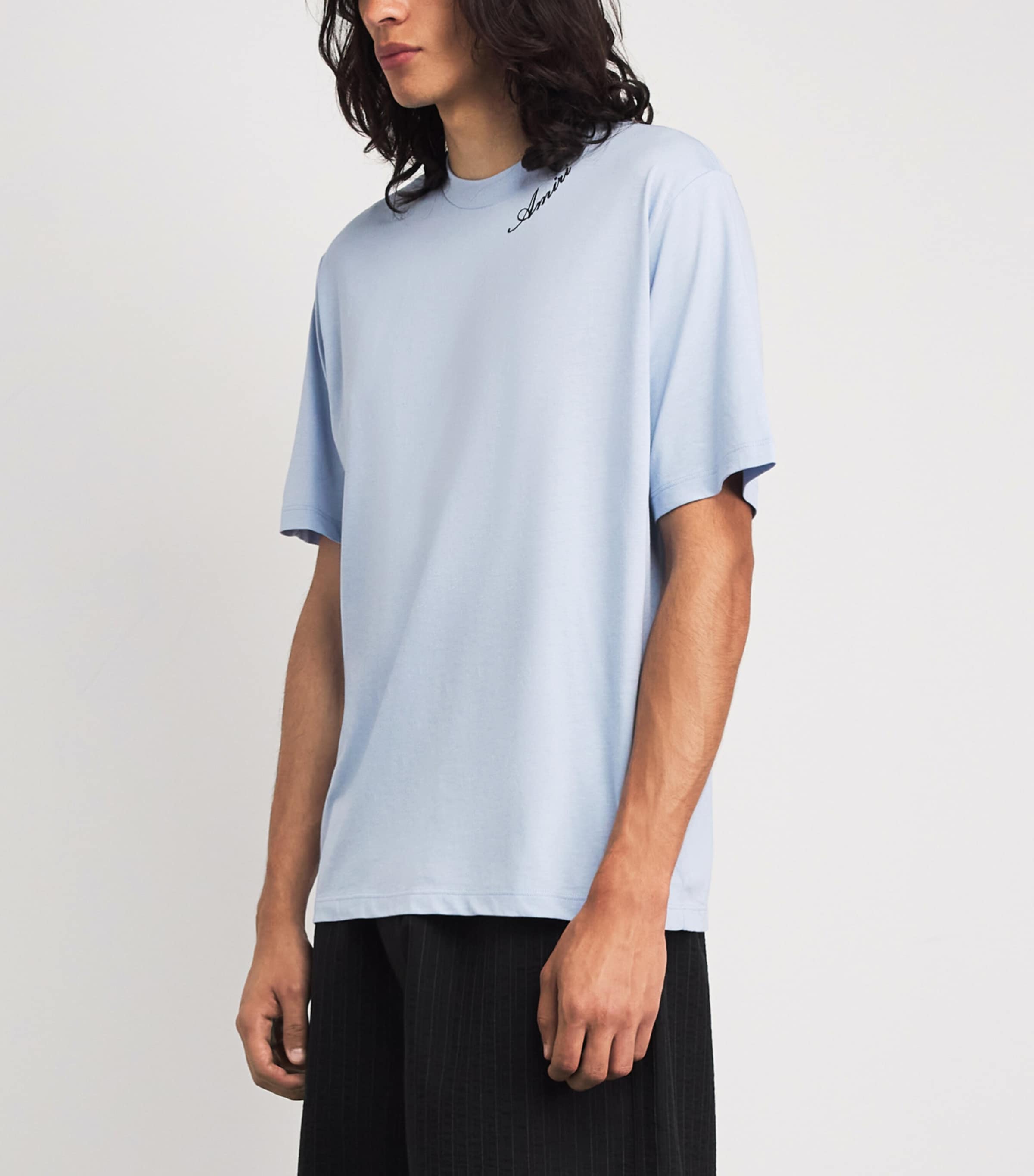AMIRI Mens Cotton Script T-Shirt Skyline Blue Image 4