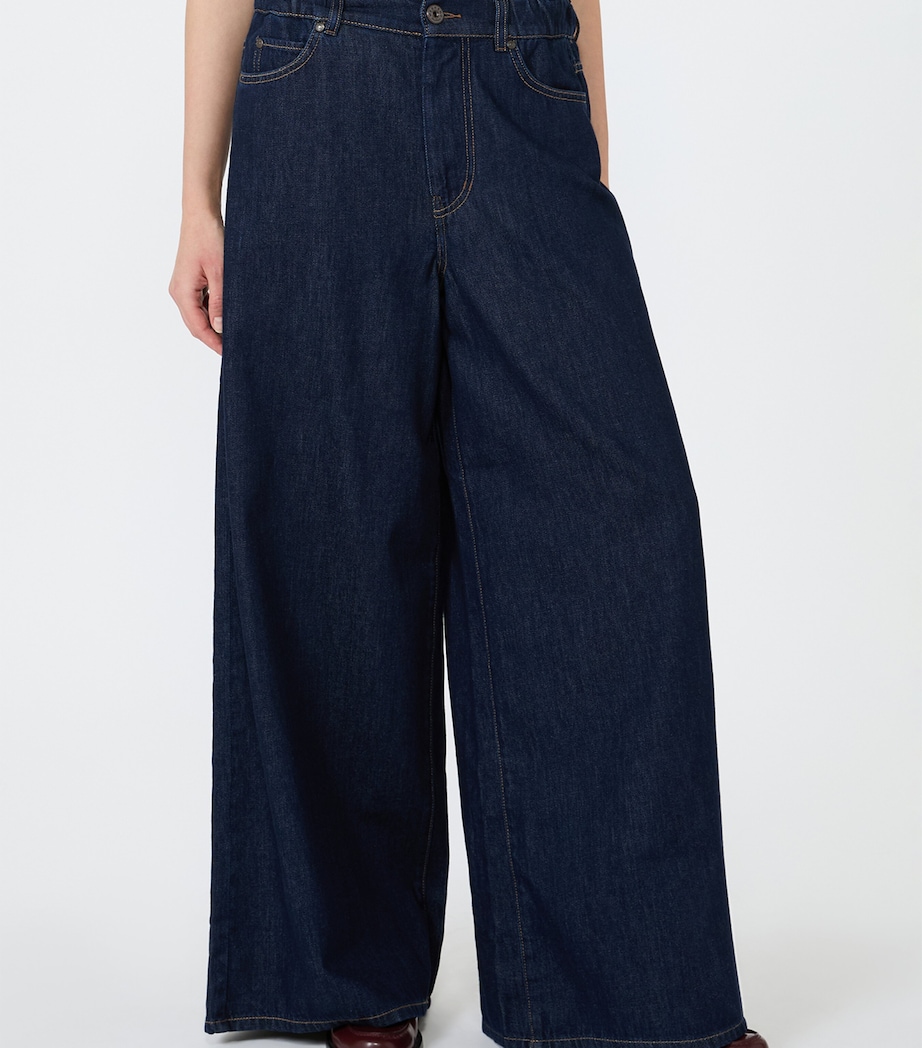 Weekend Max Mara Womens High-Rise Wide-Leg Jeans Navy Image 3