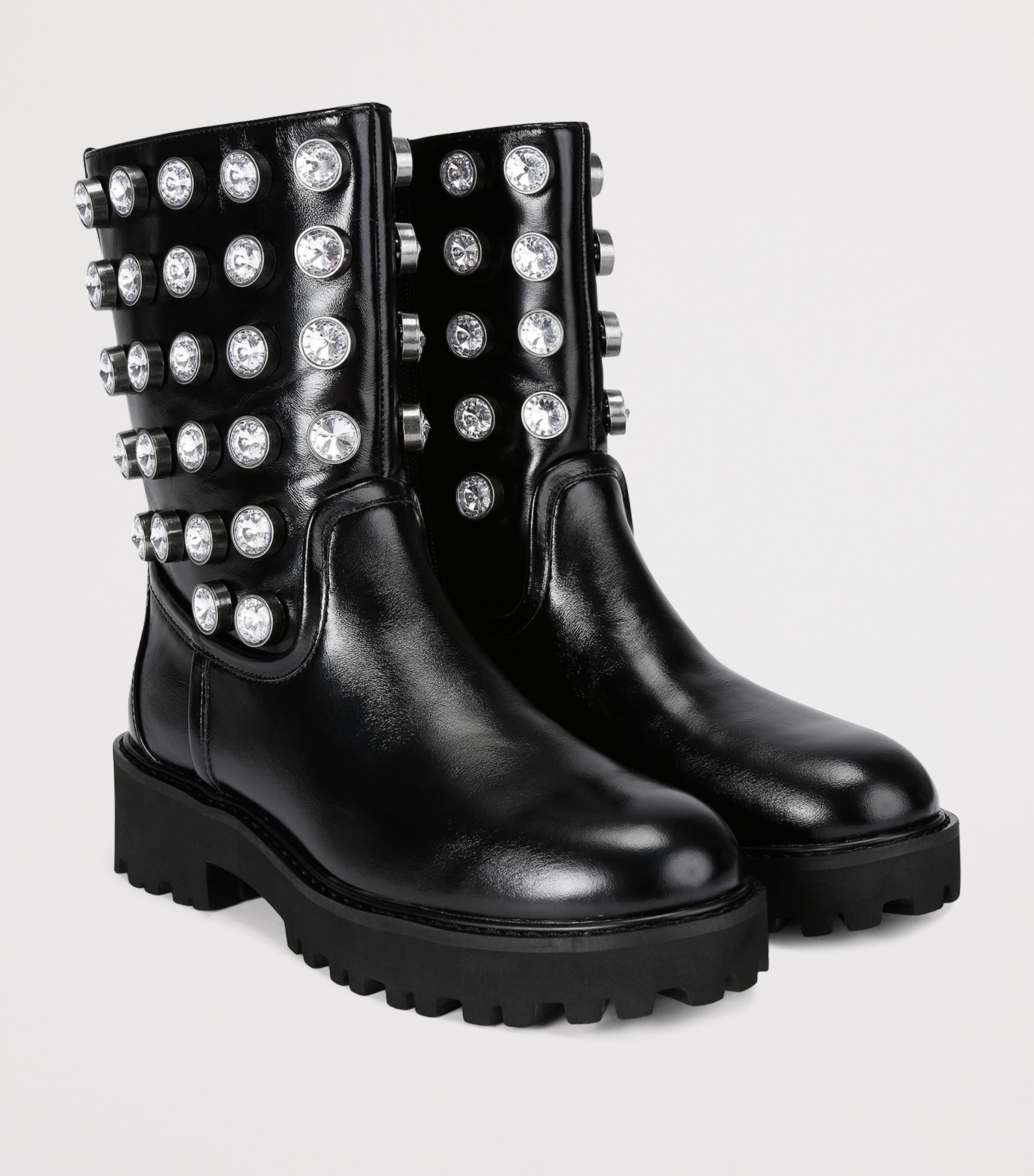 Patent Leather Embellished Octavia Ankle Boots BLK/OTHER Image 3